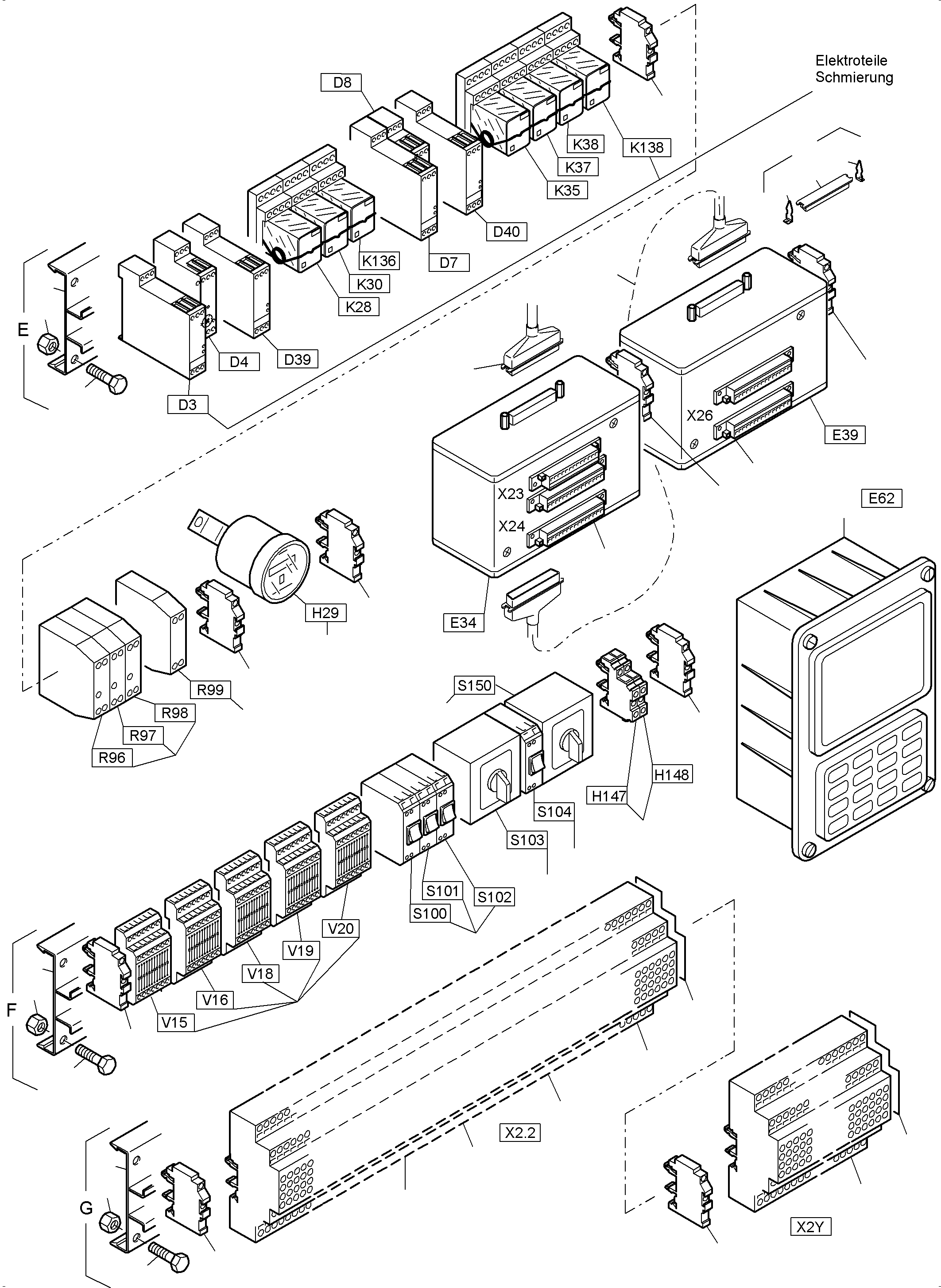 Komatsu parts book diagram for PC3000-6E S/N 06262: MAIN SWITCH BOX X2 IN CAB SUPPORT