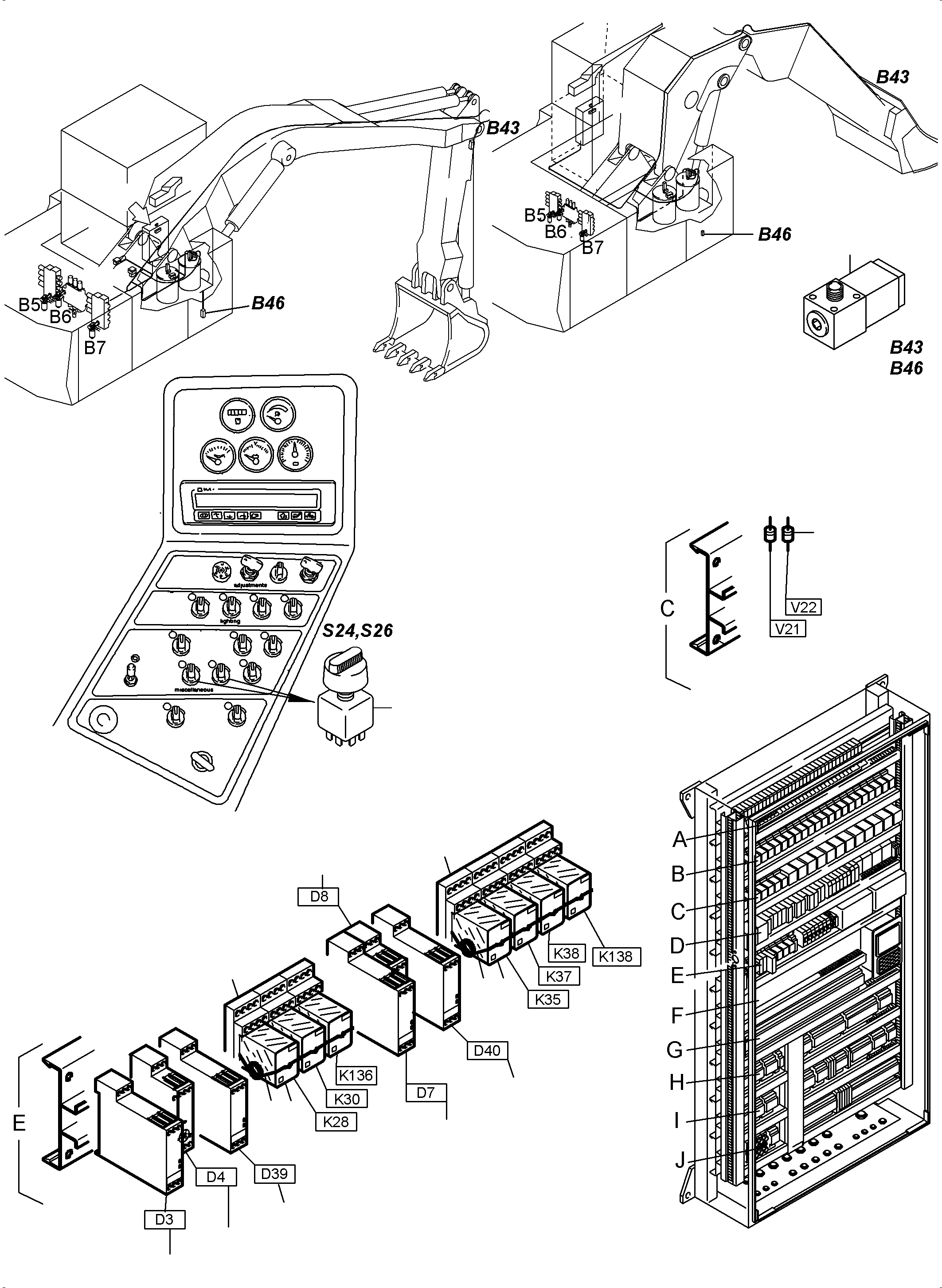 Komatsu parts book diagram for PC3000-6E S/N 06262: ELECTRICAL PARTS LUBRICATION