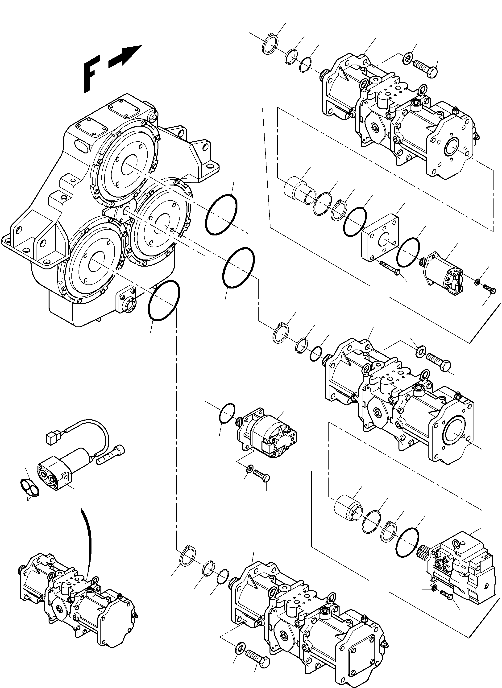 Komatsu parts book diagram for PC3000-6E S/N 06262: PUMP INSTALLATION