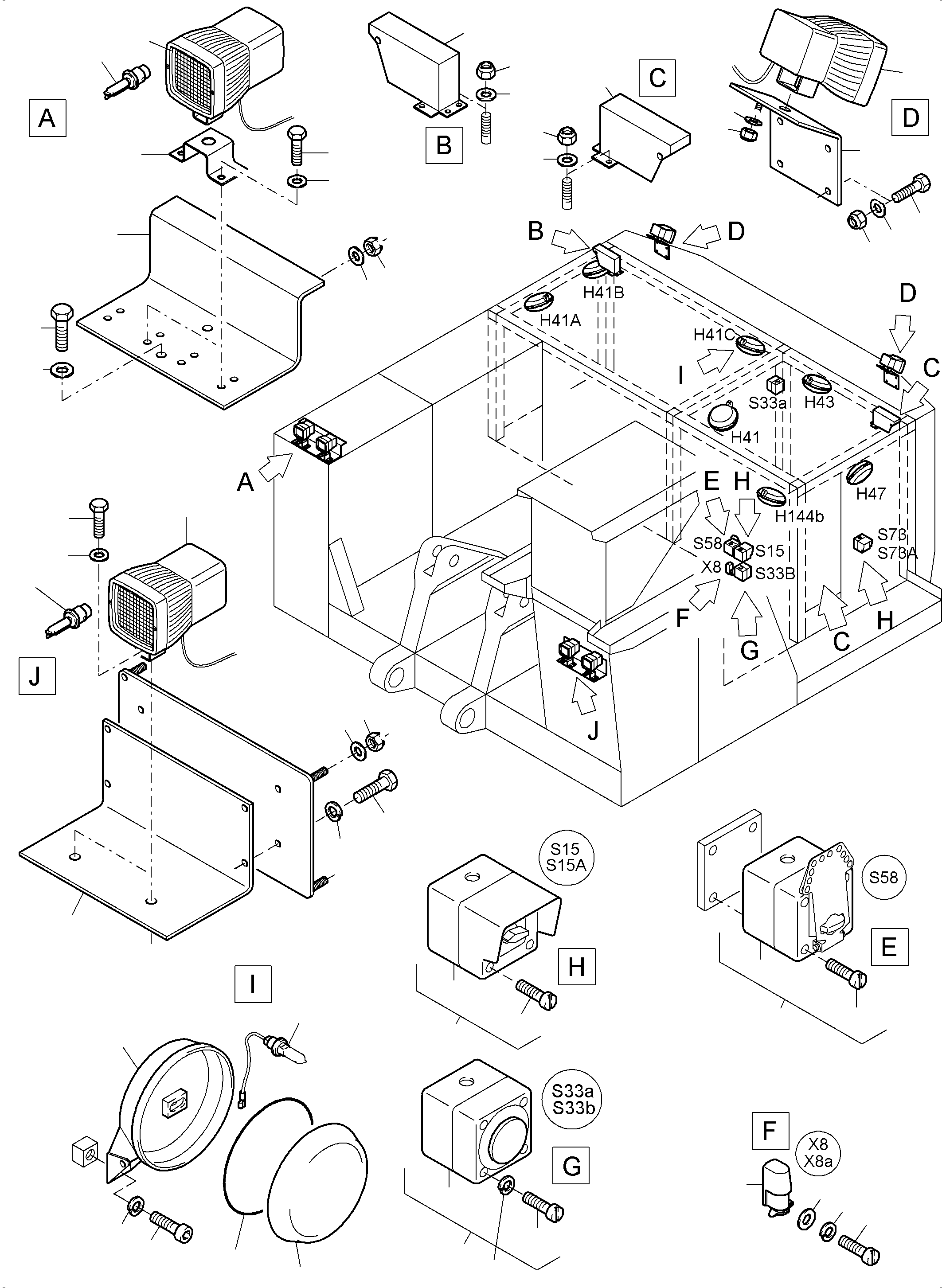Komatsu parts book diagram for PC3000-6E S/N 06262: LIGHTING EQUIPMENT