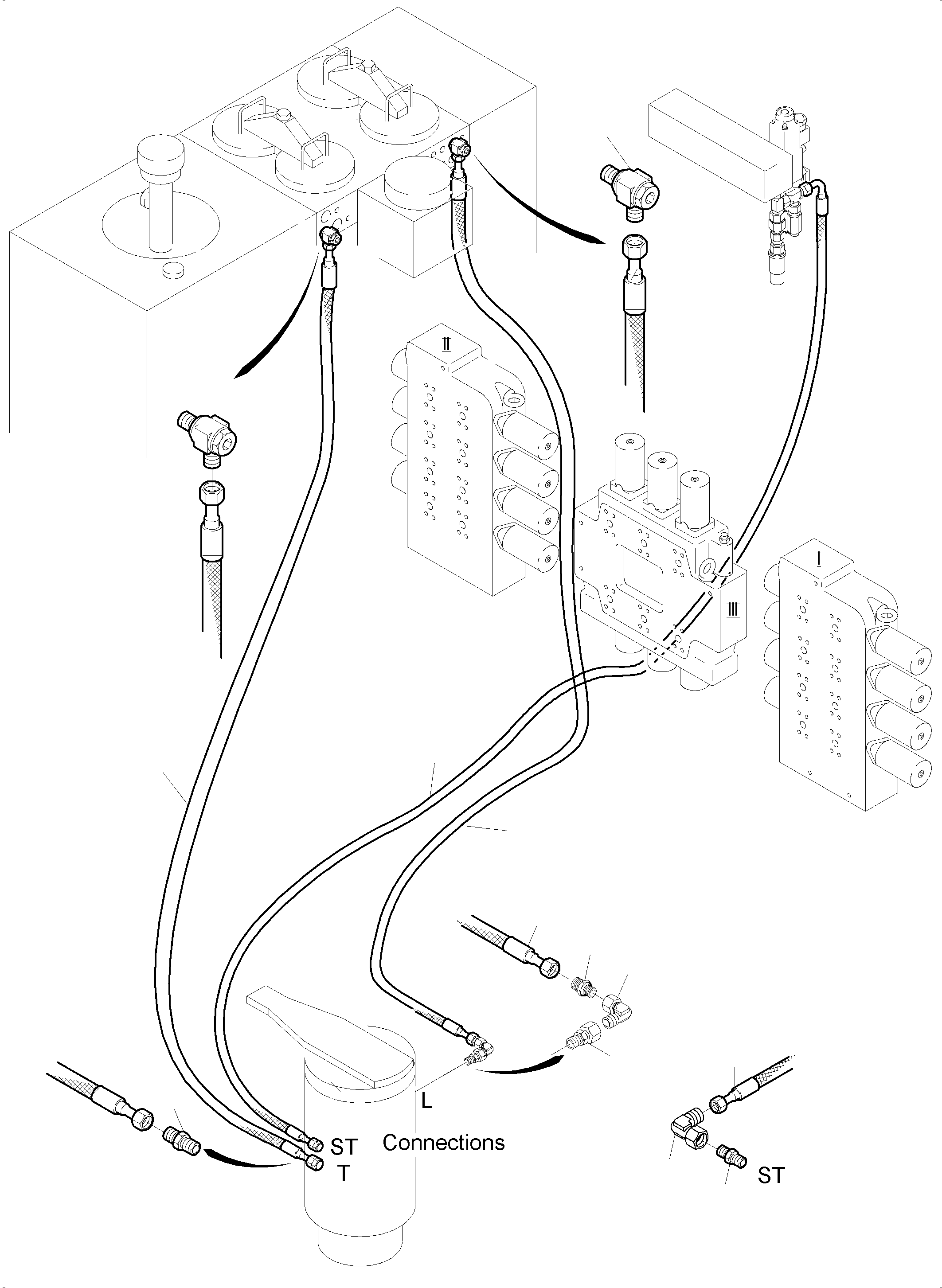 Komatsu parts book diagram for PC3000-6E S/N 06262: LINES ROTARY JOINT (ST,T,L)