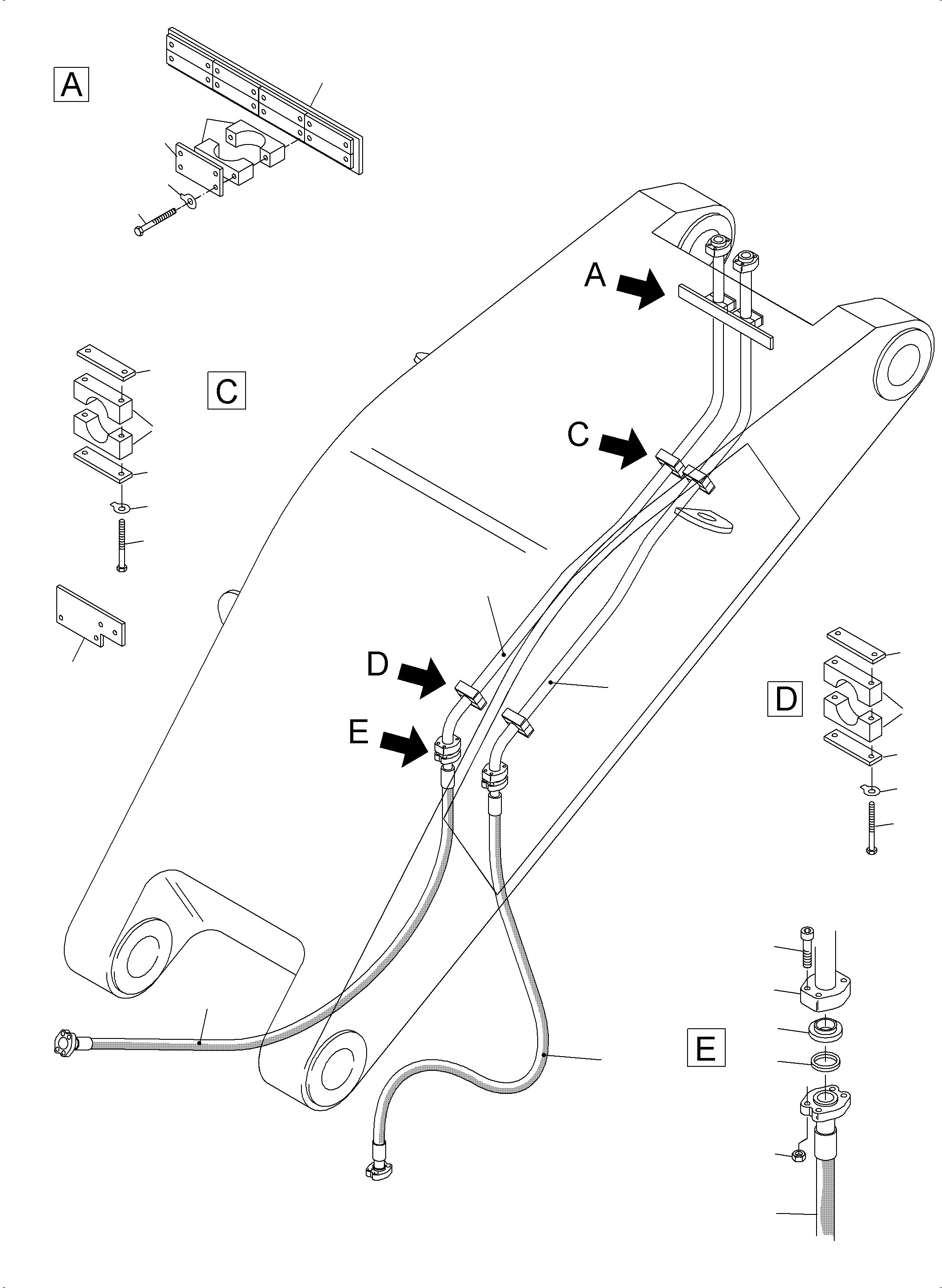 Komatsu parts book diagram for PC3000-6E S/N 06262: BULLCALM BUCKET STICK 4.3 M