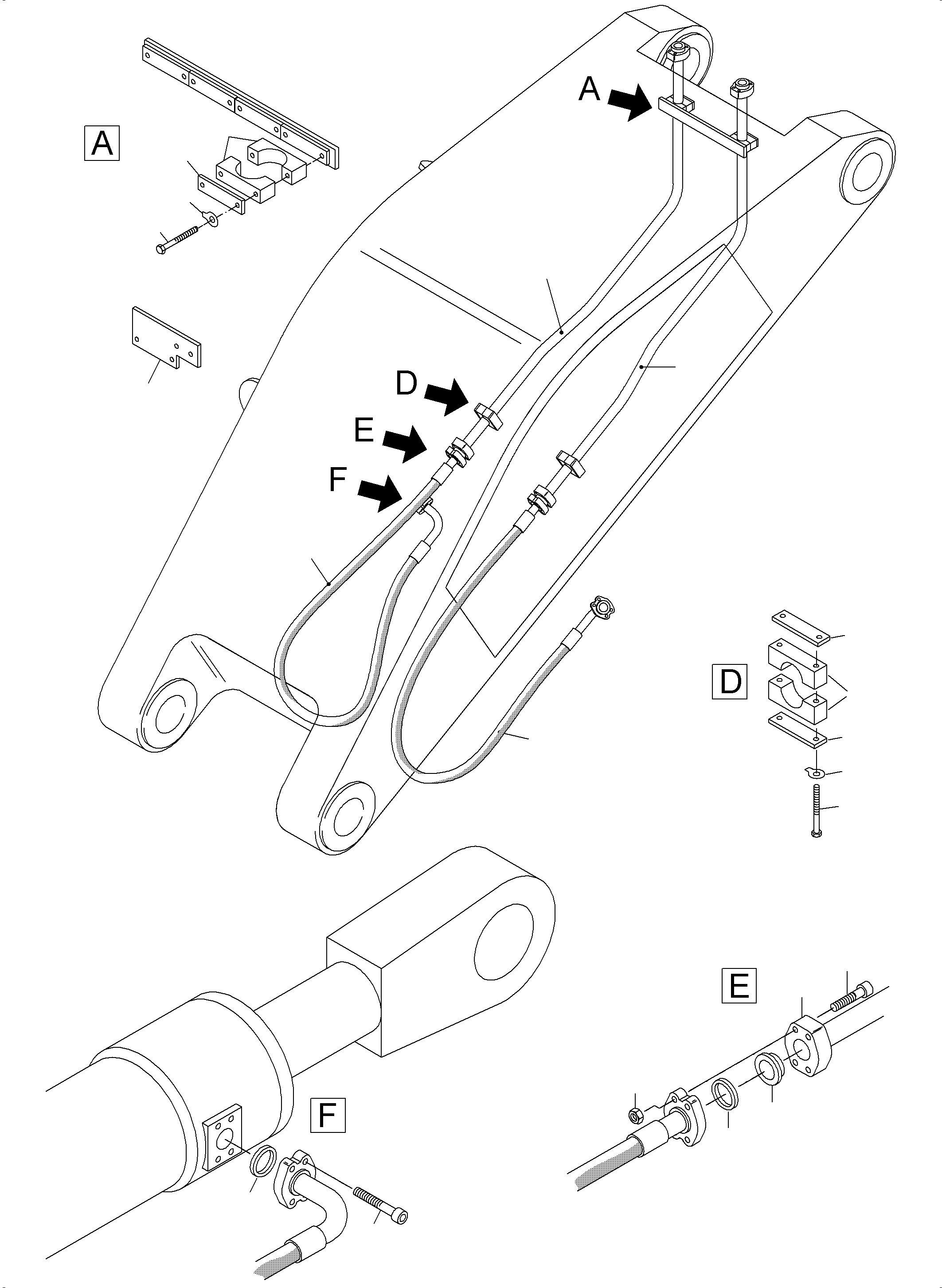 Komatsu parts book diagram for PC3000-6E S/N 06262: BULLCALM BUCKET STICK 4.3 M