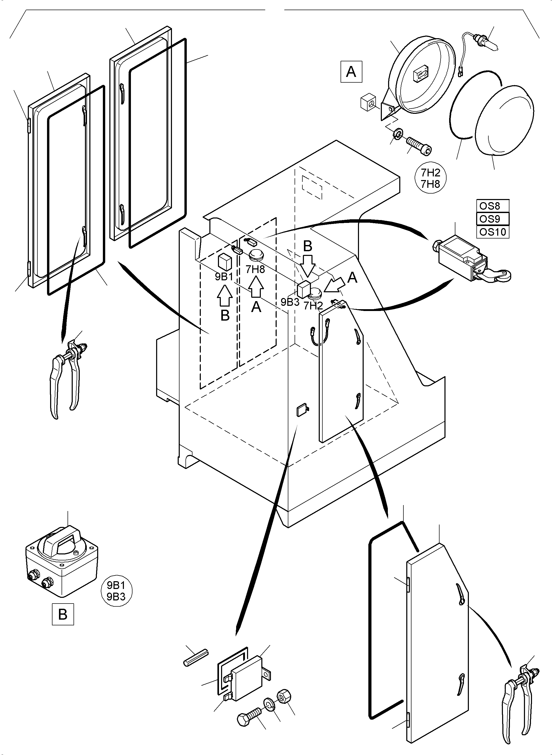 Komatsu parts book diagram for PC3000-6E S/N 06262: SWITCH CABINET