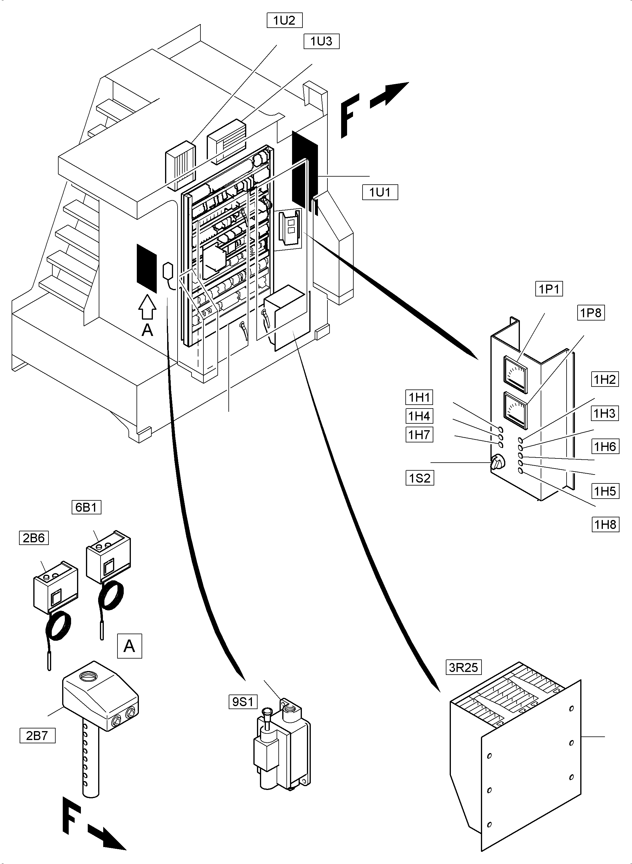 Komatsu parts book diagram for PC3000-6E S/N 06262: SWITCH CABINET