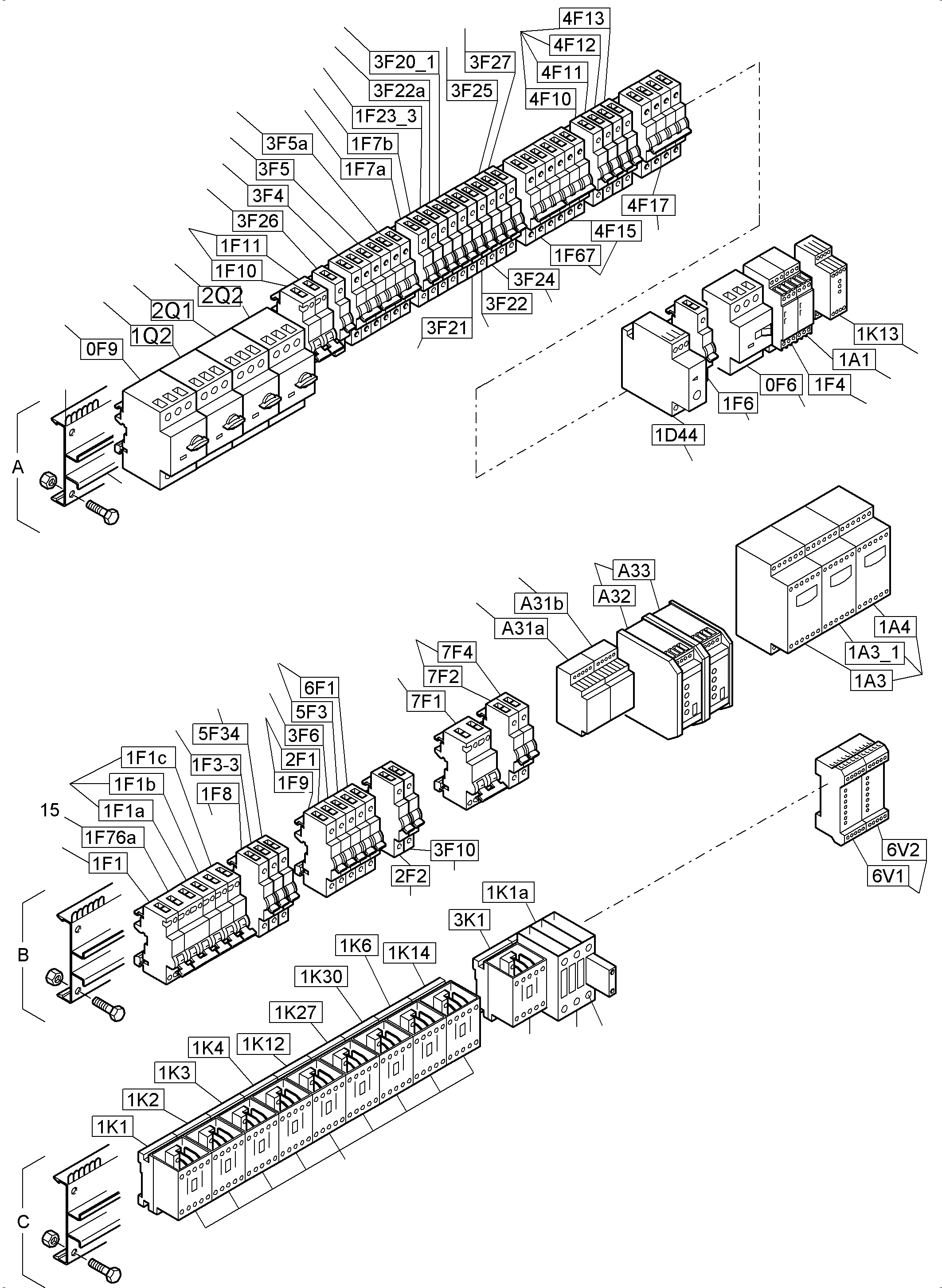Komatsu parts book diagram for PC3000-6E S/N 06262: ELECTRIC-MOUNTING PLATE - NS