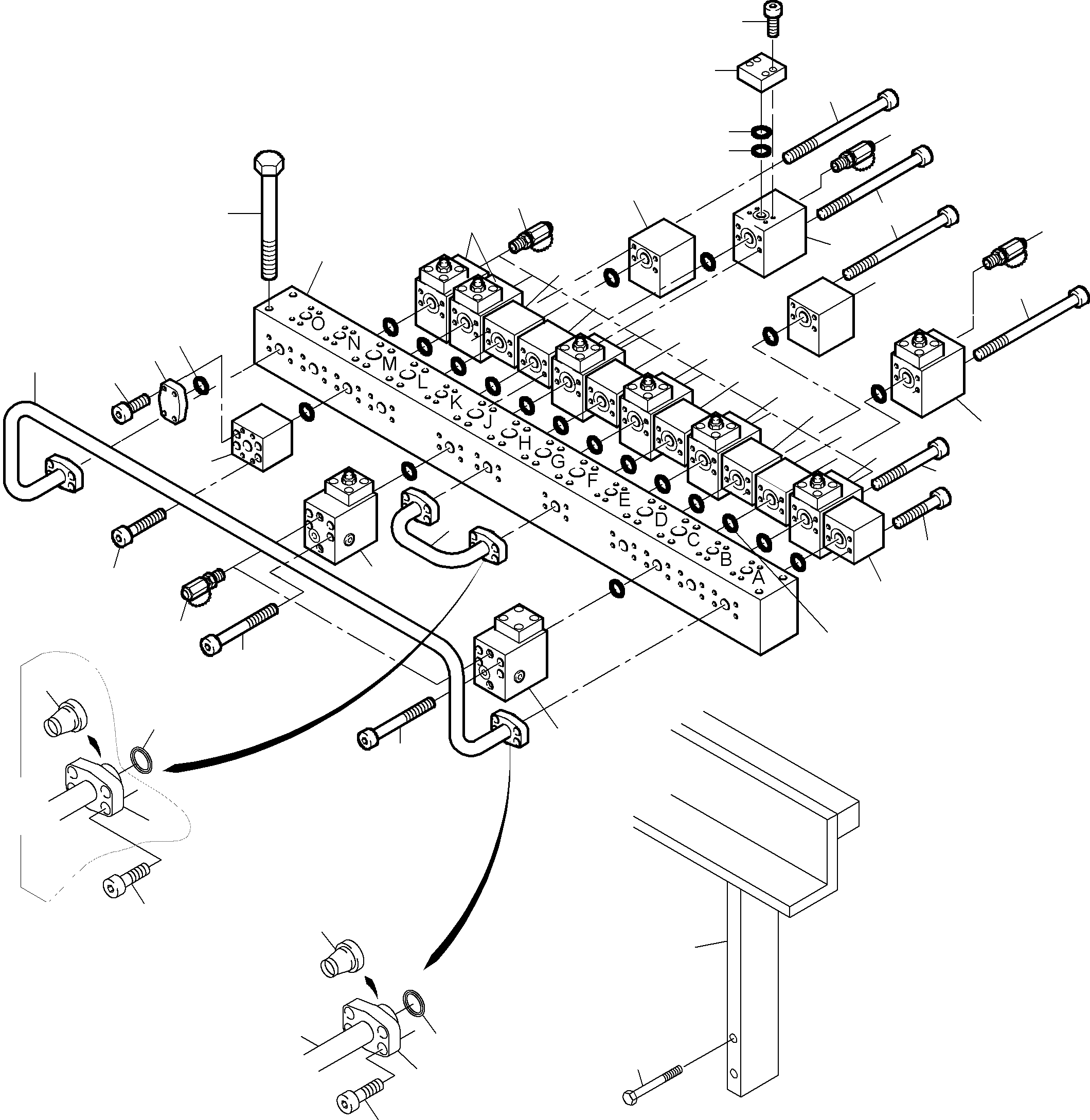 Komatsu parts book diagram for PC3000-6 S/N 06267: MANIFOLD (BBE)