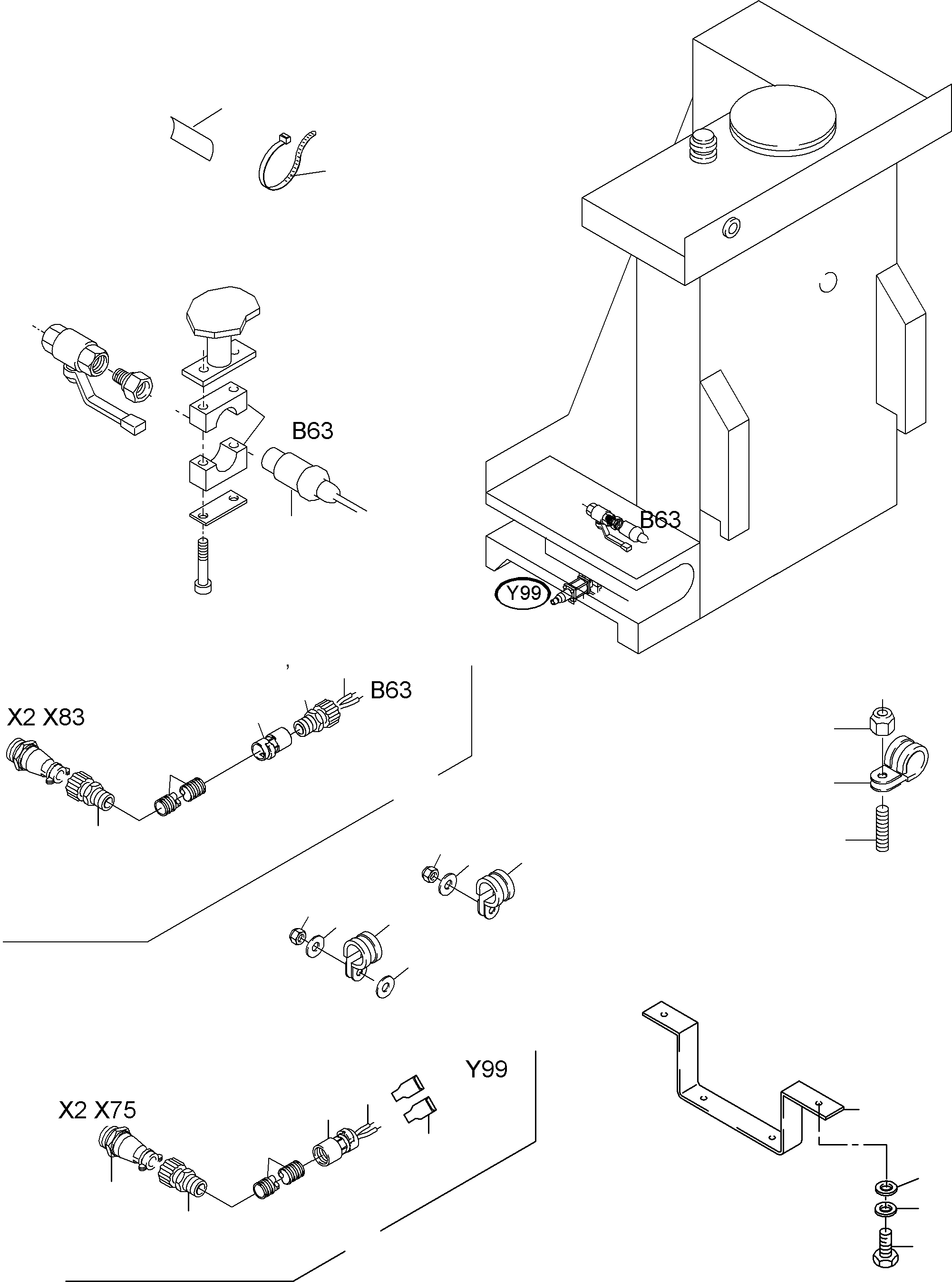 Komatsu parts book diagram for PC3000-6 S/N 06267: CABLES - TANK SENSOR - CHECK VALVE