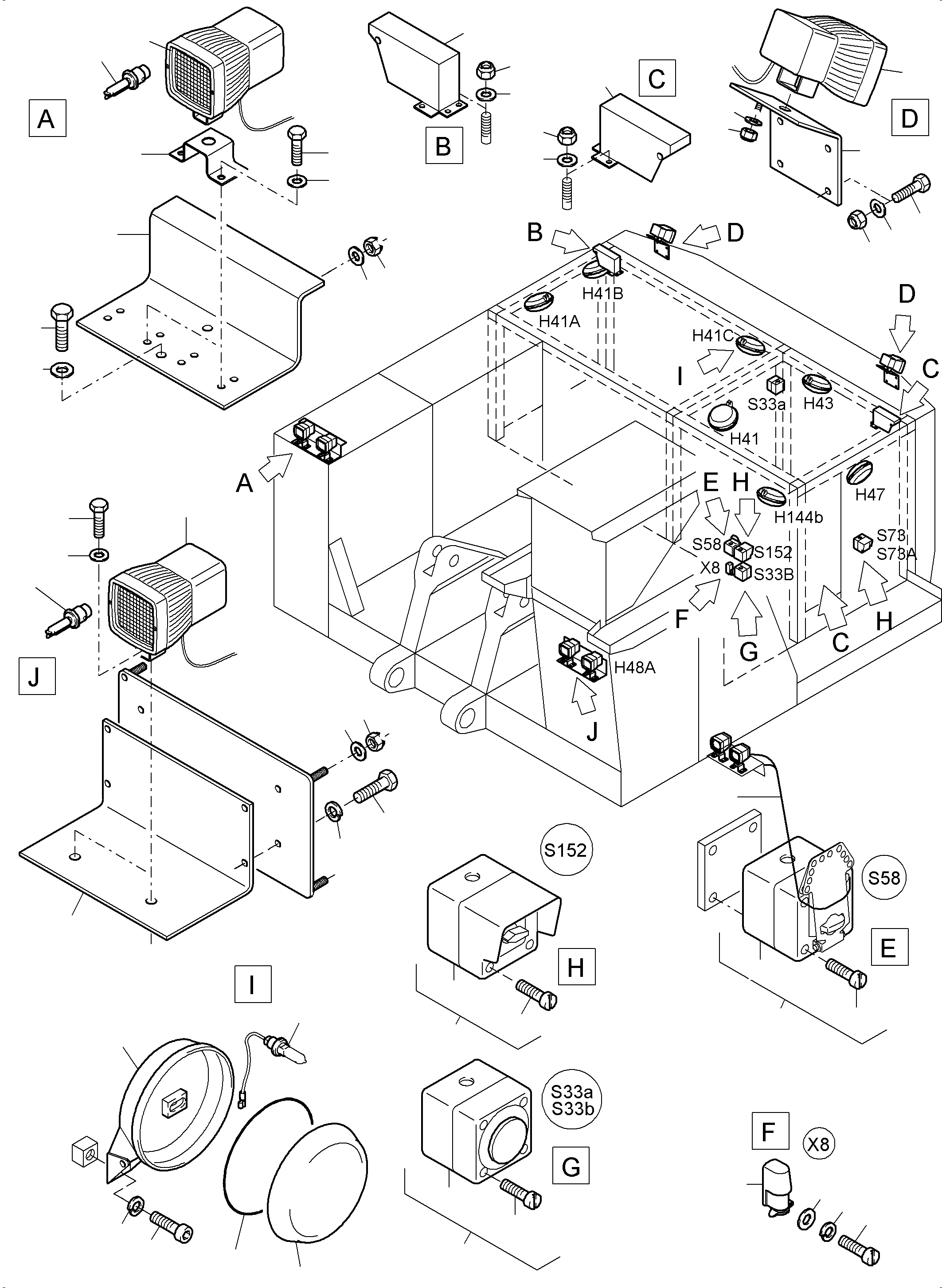 Komatsu parts book diagram for PC3000-6 S/N 06267: LIGHTING EQUIPMENT