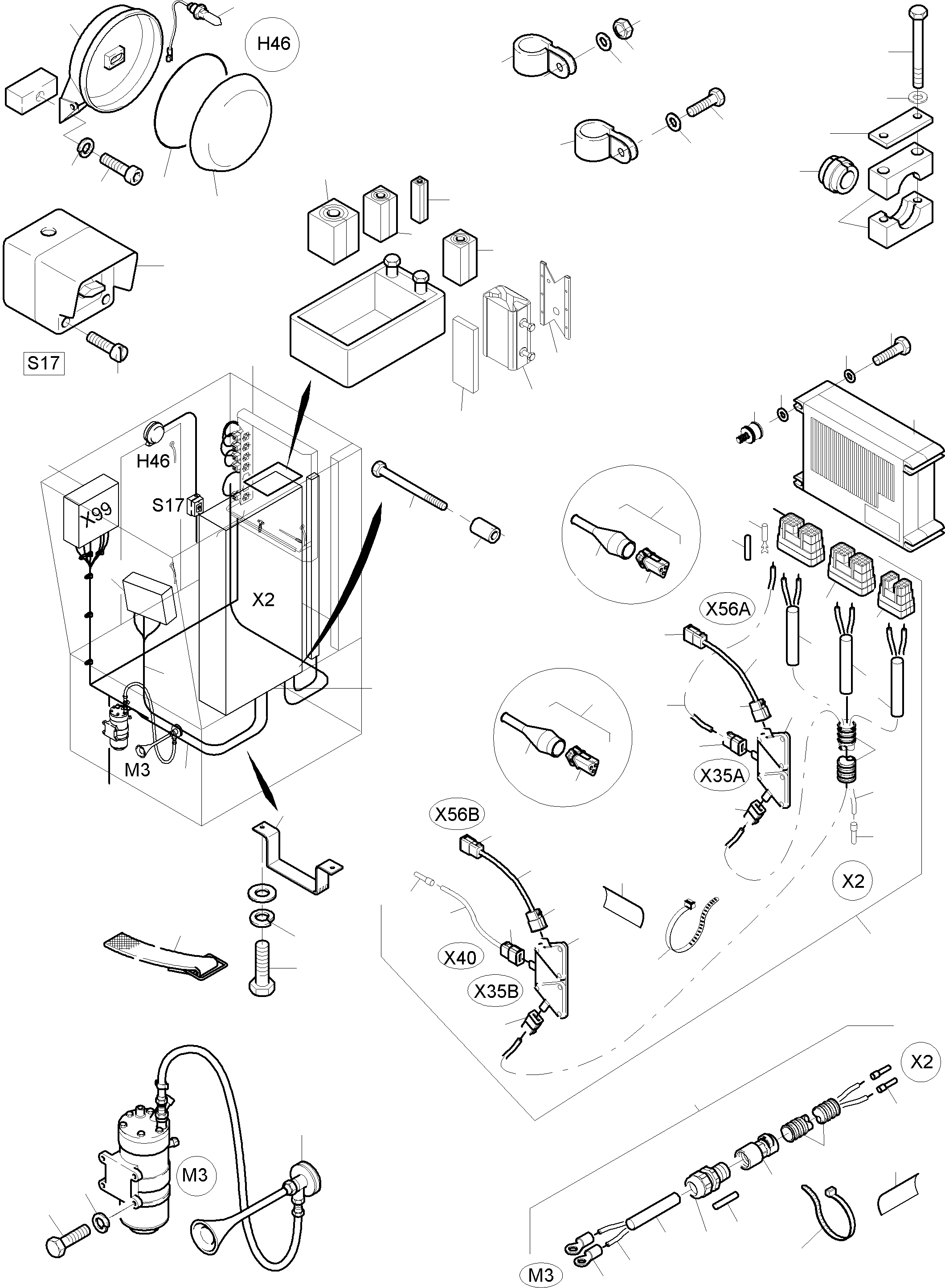 Komatsu parts book diagram for PC3000-6 S/N 06267: ELECTRIC - CAB SUPPORT