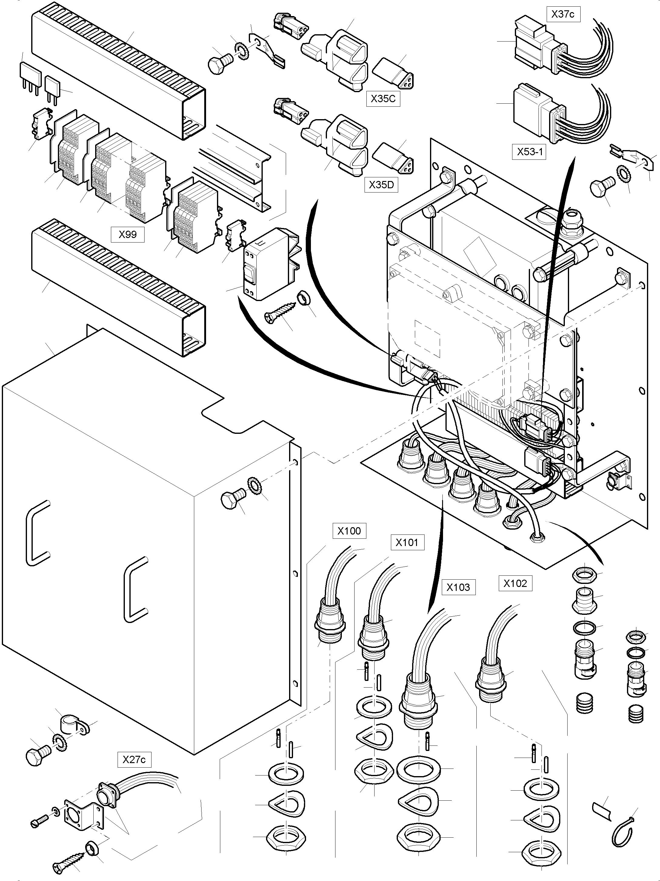 Komatsu parts book diagram for PC3000-6 S/N 06267: TERMINALBOX VHMS