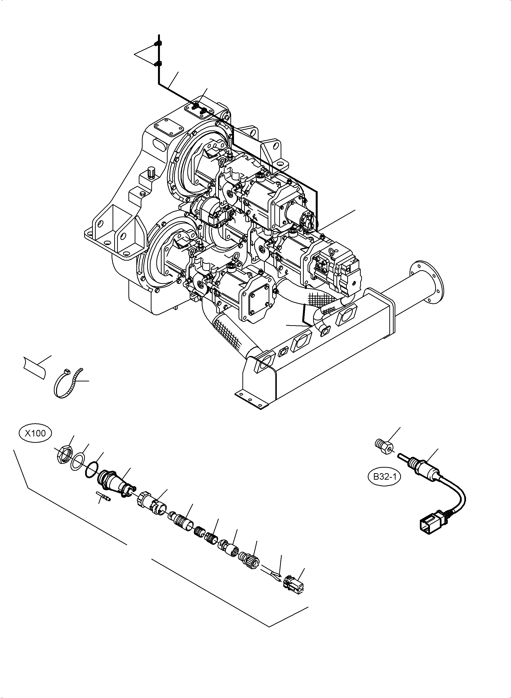 Komatsu parts book diagram for PC3000-6 S/N 06267: CABLES - PUMP DISTRIBUTOR GEAR