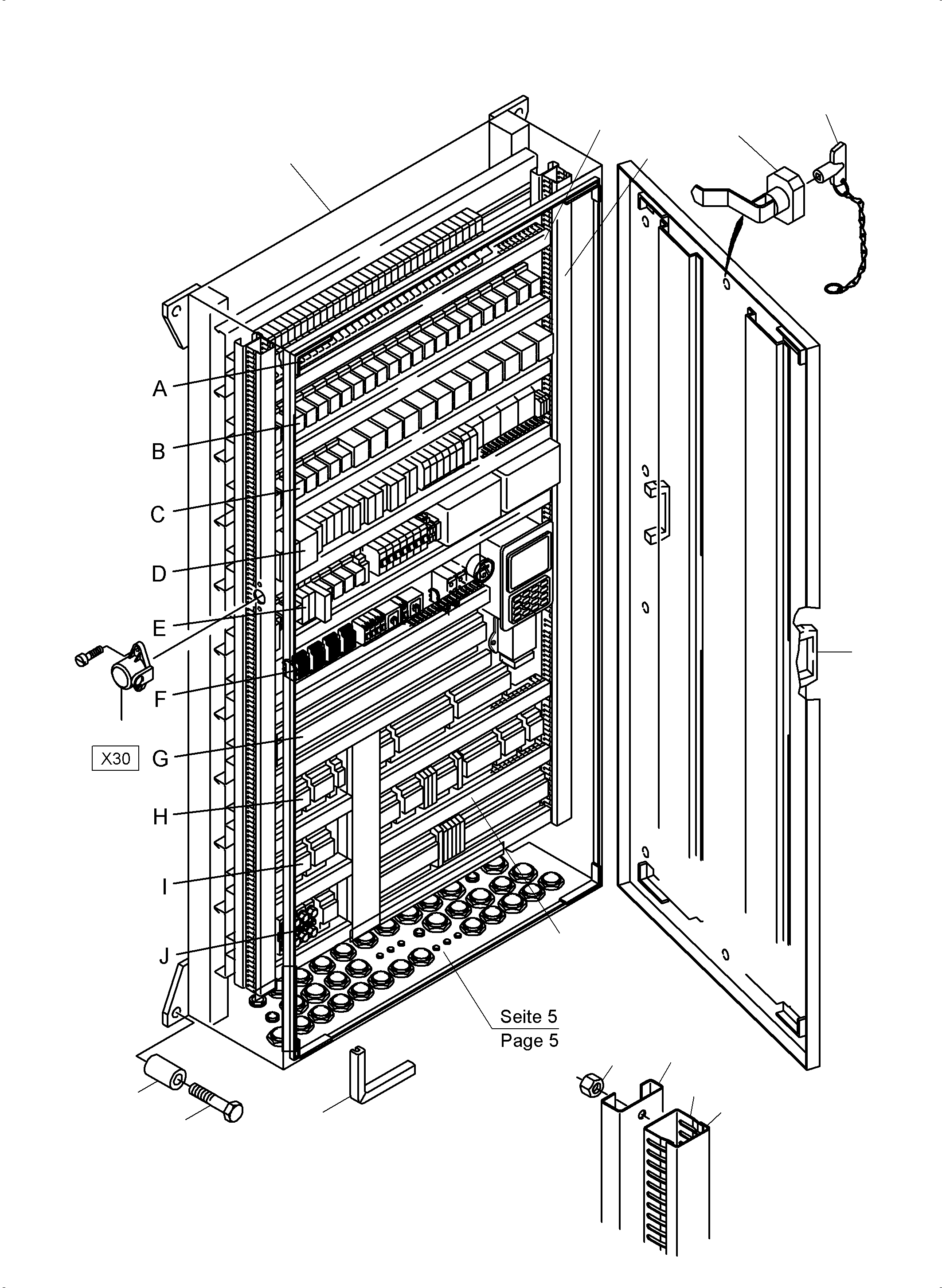 Komatsu parts book diagram for PC3000-6 S/N 06267: MAIN SWITCH BOX X2