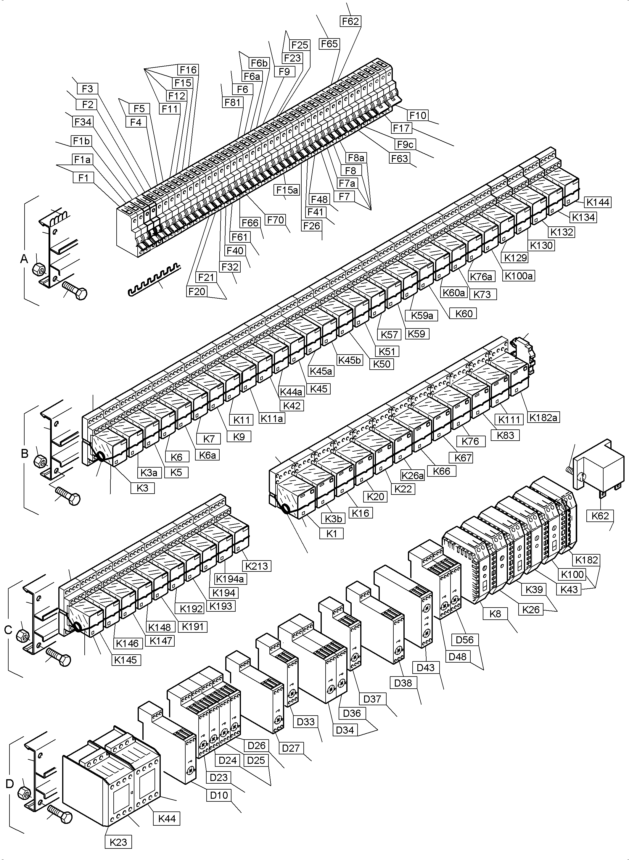 Komatsu parts book diagram for PC3000-6 S/N 06267: MAIN SWITCH BOX X2