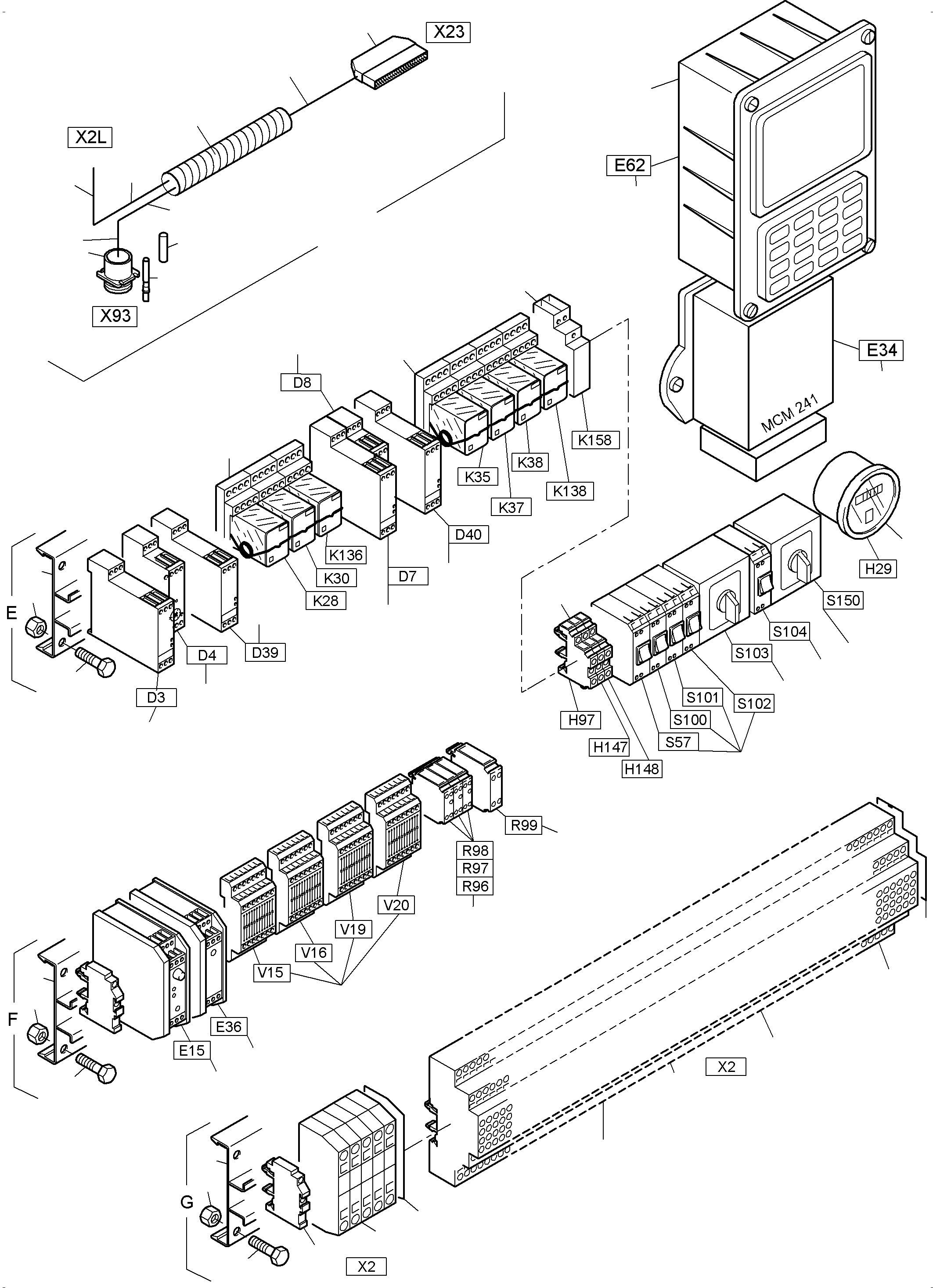 Komatsu parts book diagram for PC3000-6 S/N 06267: MAIN SWITCH BOX X2