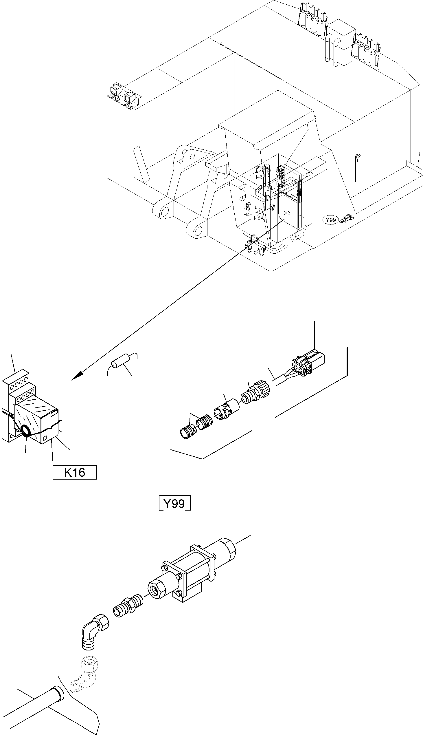 Komatsu parts book diagram for PC3000-6 S/N 06271: FUEL LOCK-UP VALVE