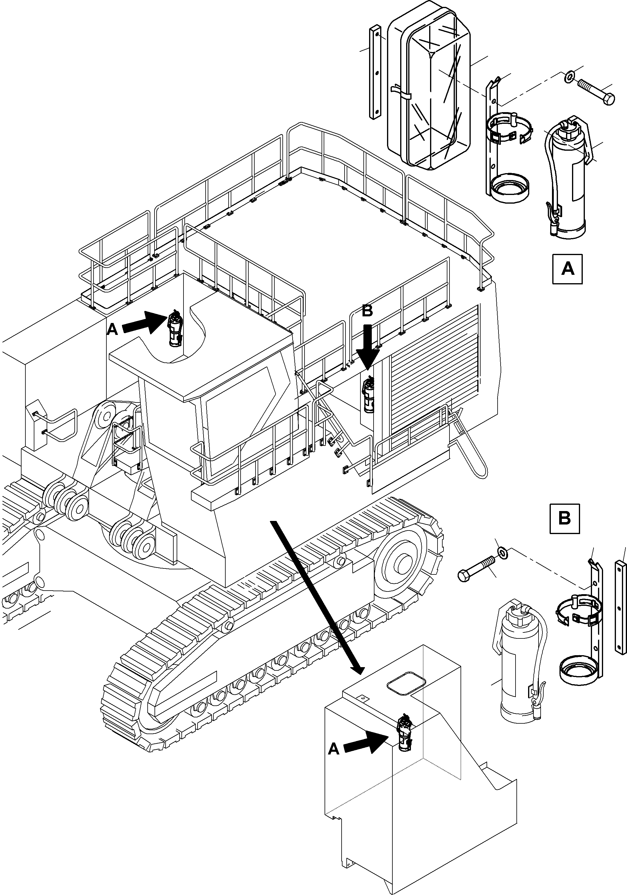 Komatsu parts book diagram for PC3000-6 S/N 06271: INSTALLATION HAND FIRE EXTINGISHER
