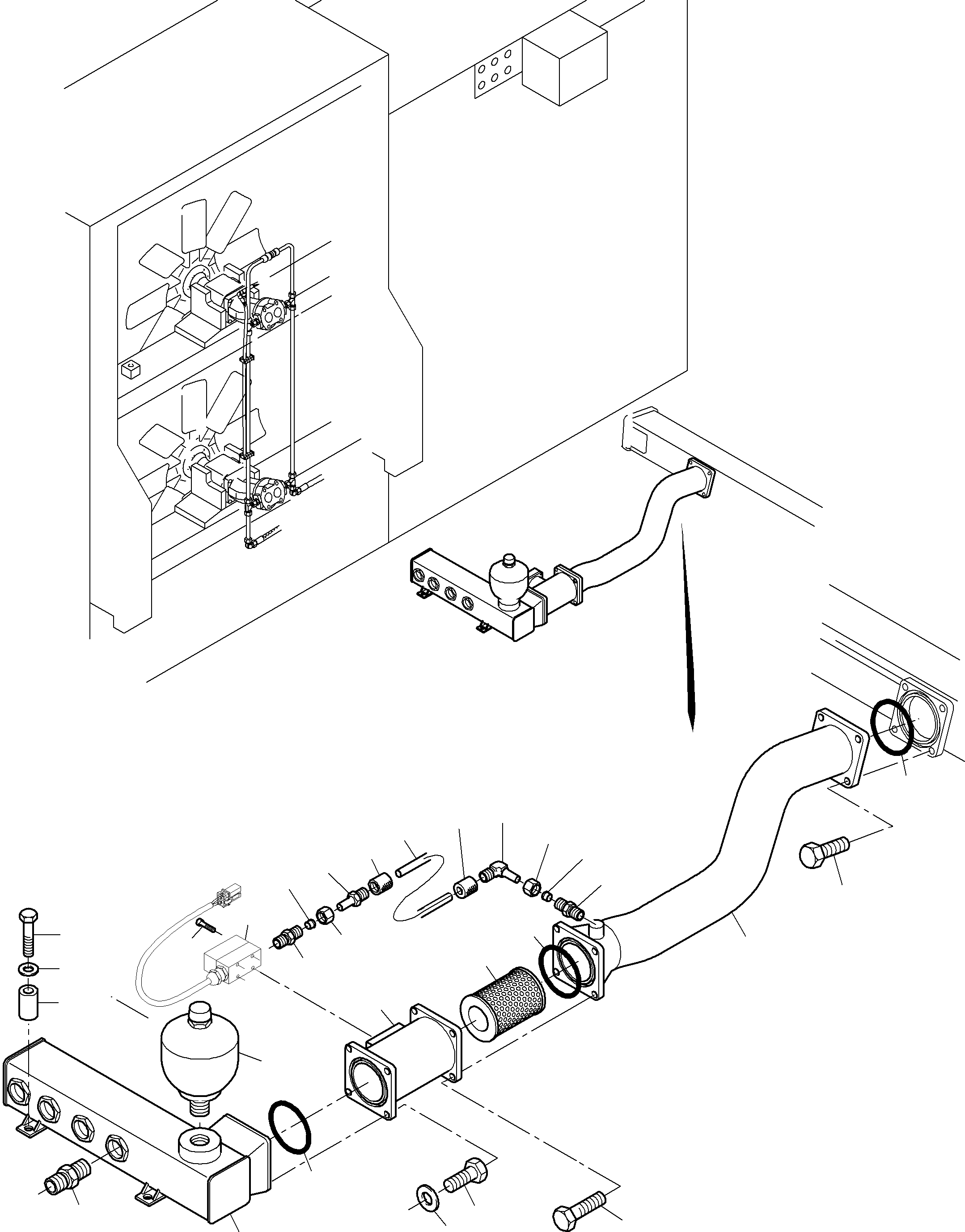 Komatsu parts book diagram for PC3000-6 S/N 06271: OIL COOLER - HOSES