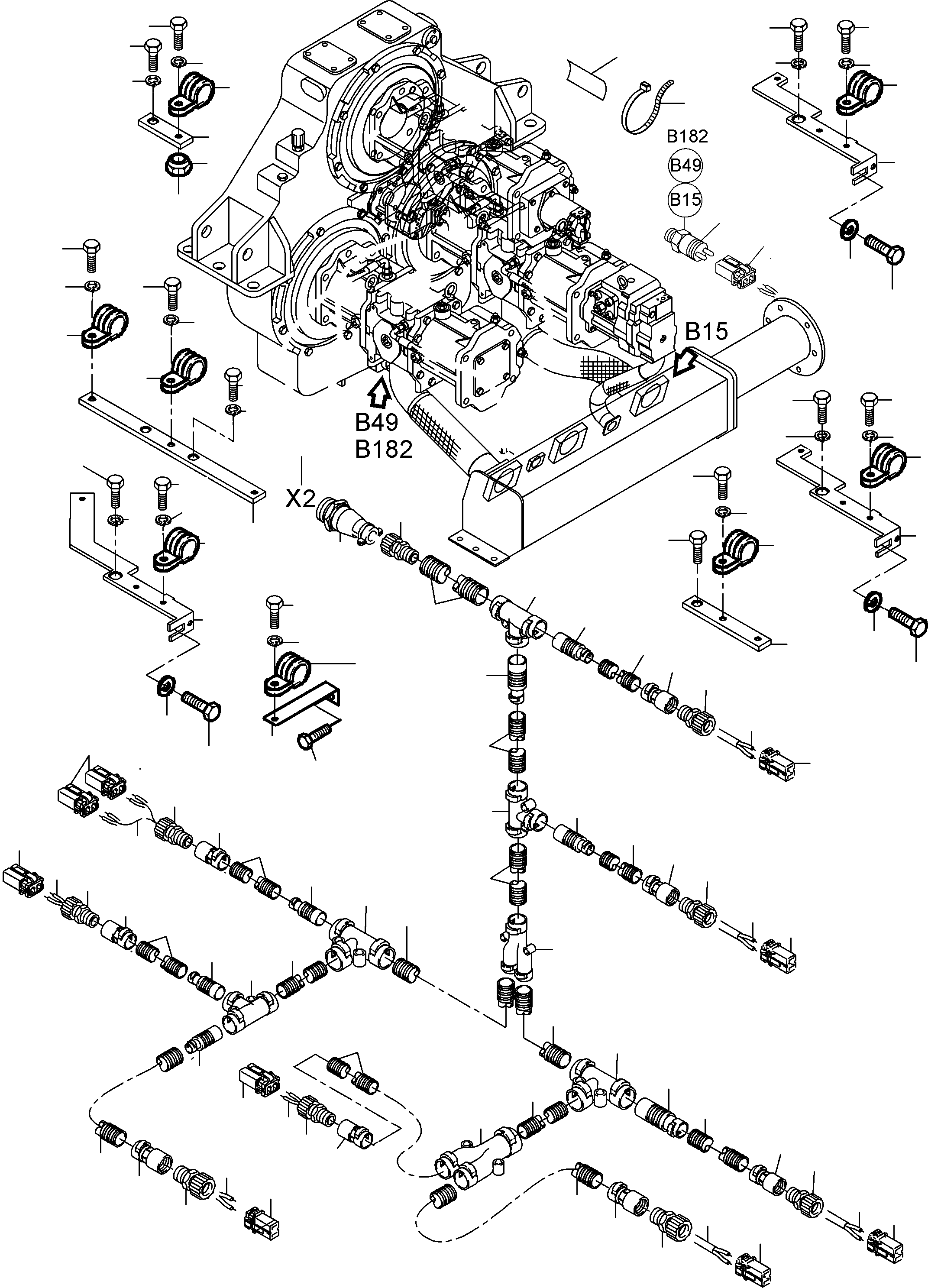Komatsu parts book diagram for PC3000-6 S/N 06271: CABLES - PUMP DISTRIBUTOR GEAR