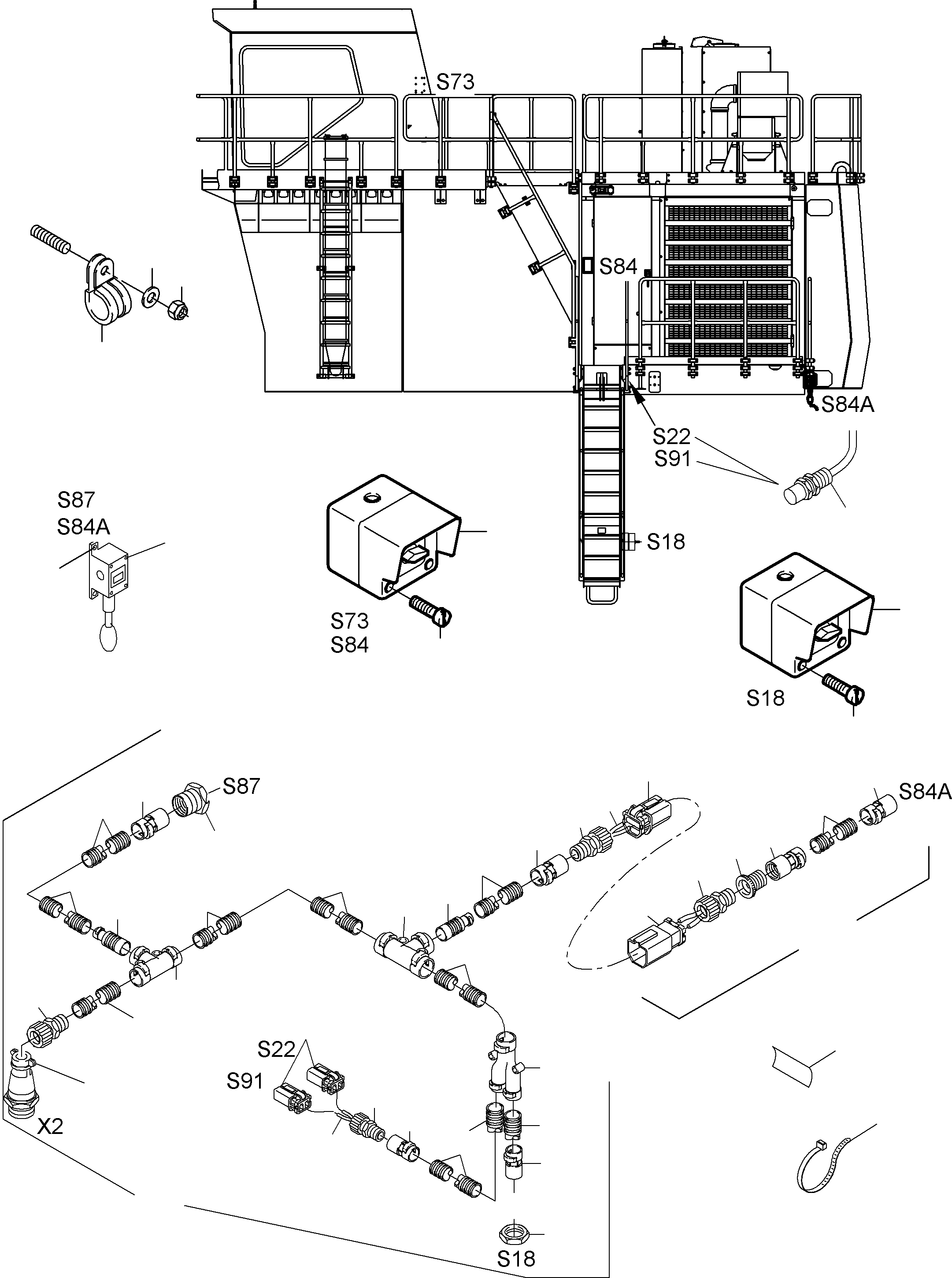 Komatsu parts book diagram for PC3000-6 S/N 06271: ELECTRIC PARTS - LADDER