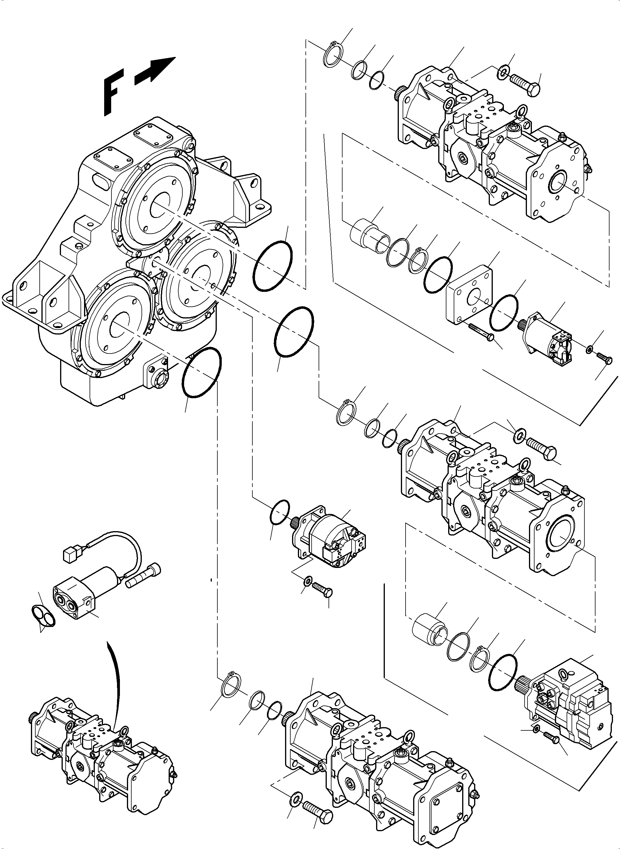 Komatsu parts book diagram for PC3000-6 S/N 06271: PUMP ARRANGEMENT
