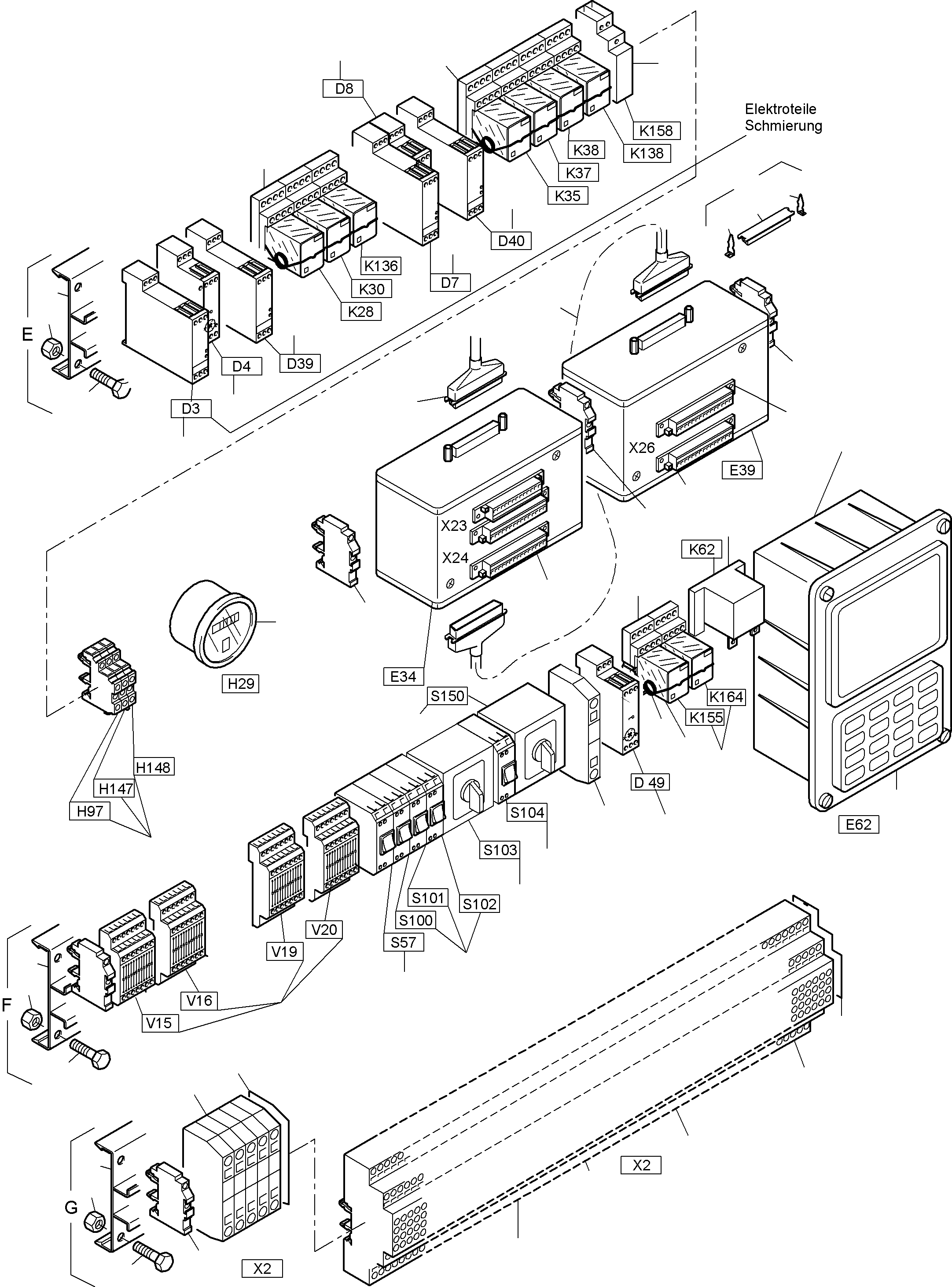 Komatsu parts book diagram for PC3000-6 S/N 06271: MAIN SWITCH BOX X2