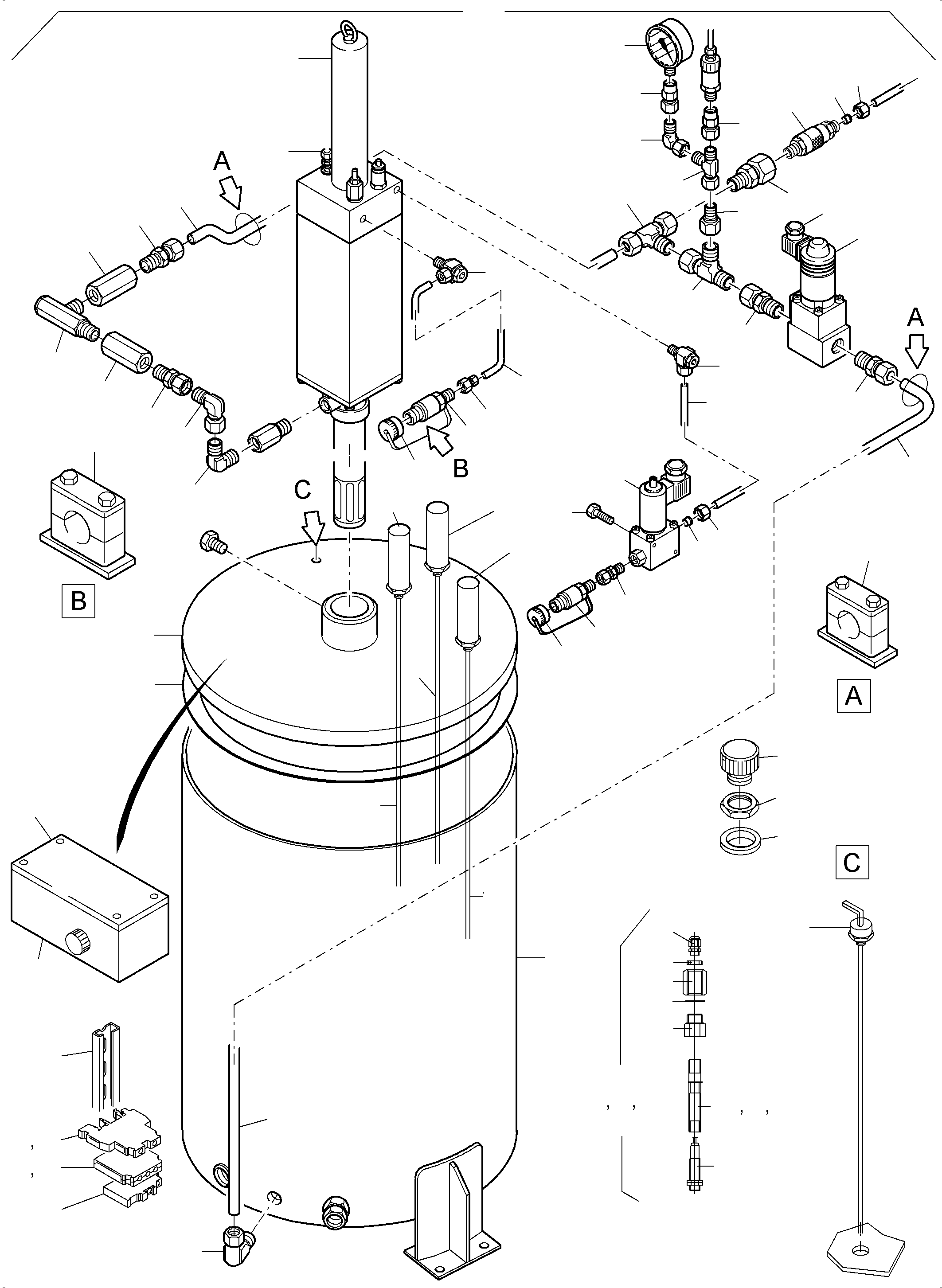 Komatsu parts book diagram for PC3000-6 S/N 06271: LUBE PUMP STATION, FILLING CONNECTION