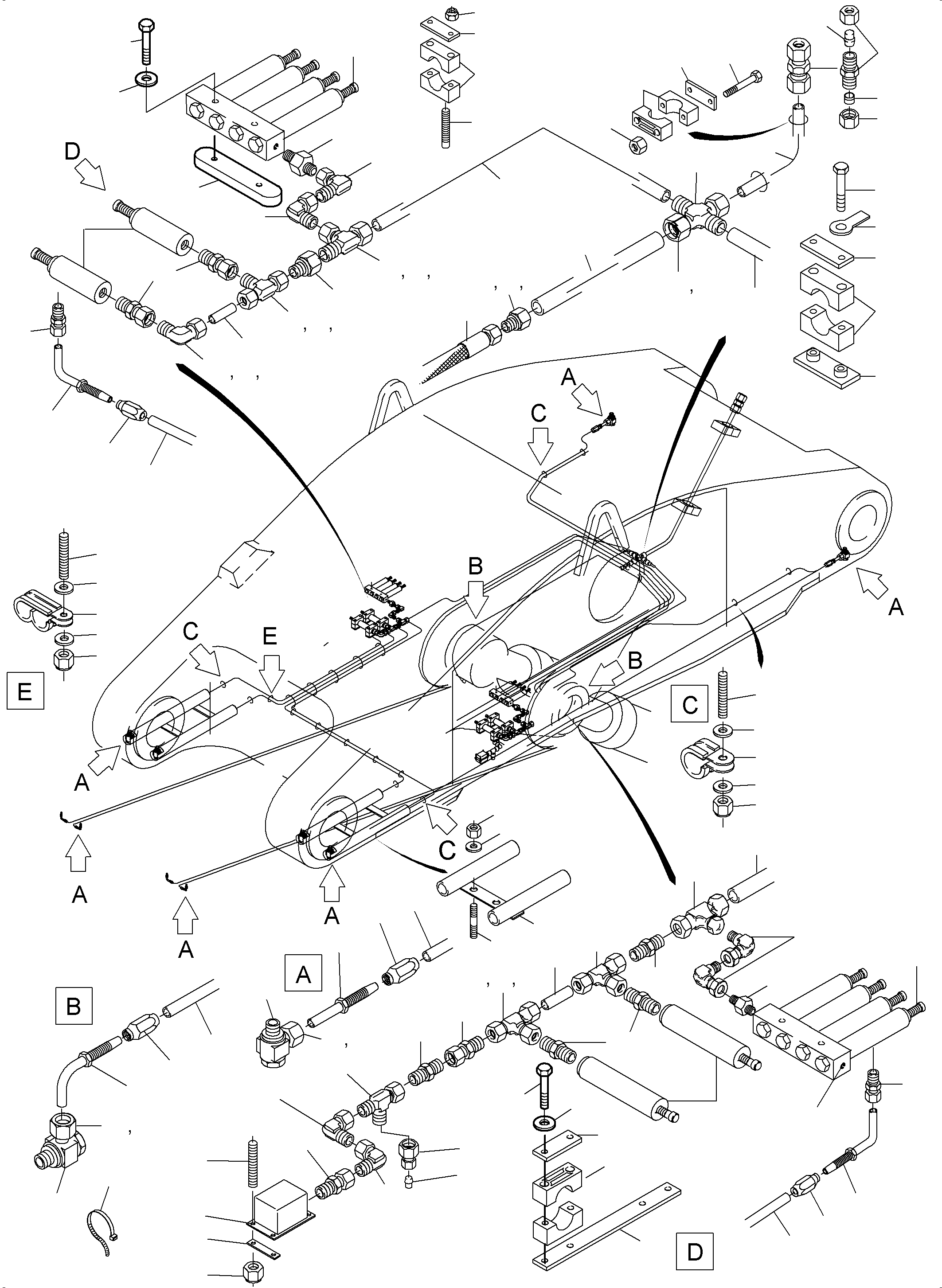 Komatsu parts book diagram for PC3000-6 S/N 06271: STICK 4,3 M - CENTRAL LUBRICATION