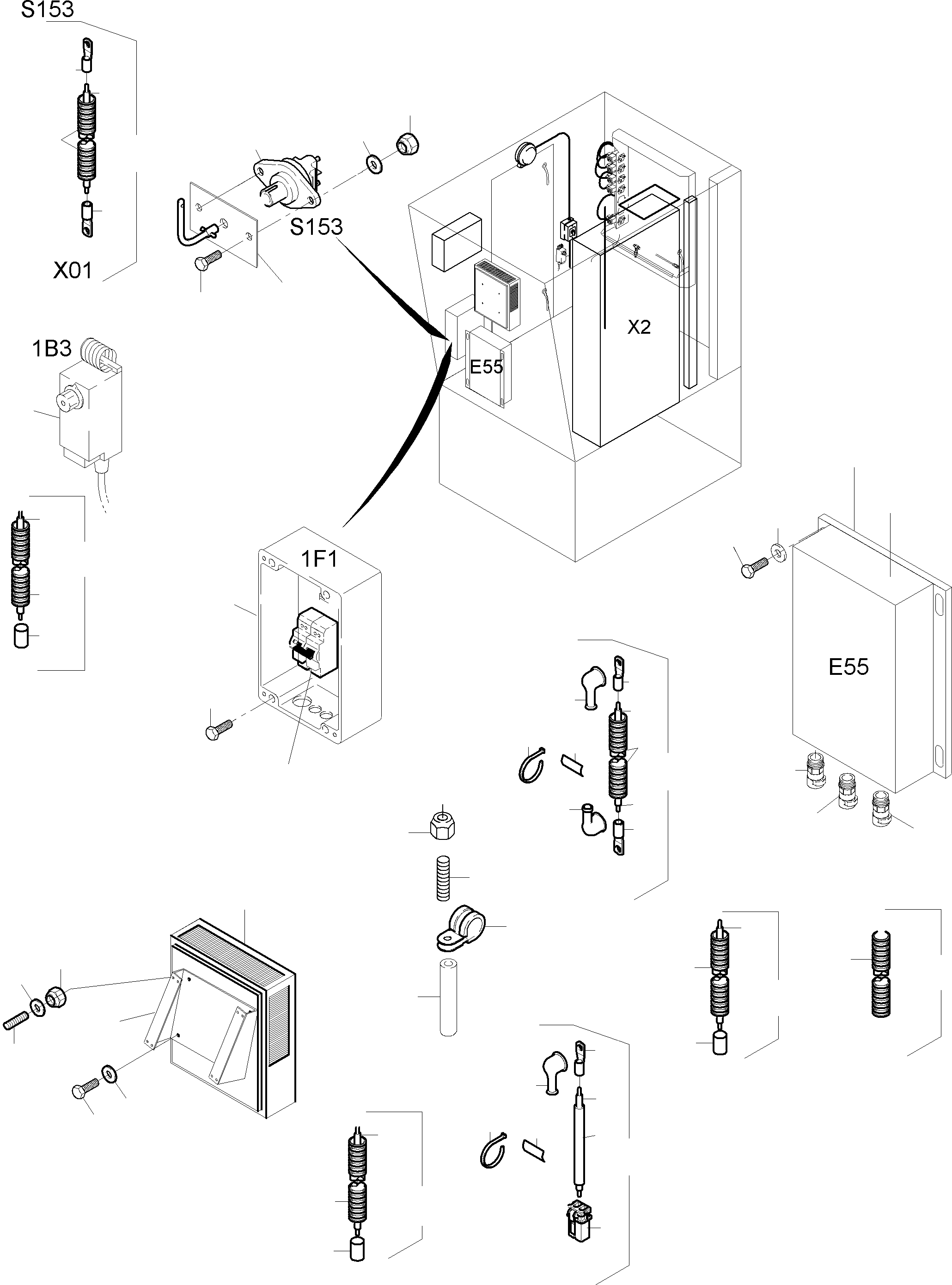 Komatsu parts book diagram for PC3000-6 S/N 06271: ELECTRIC PARTS TEMPERATURE CONDITIONING CAB SUPPORT