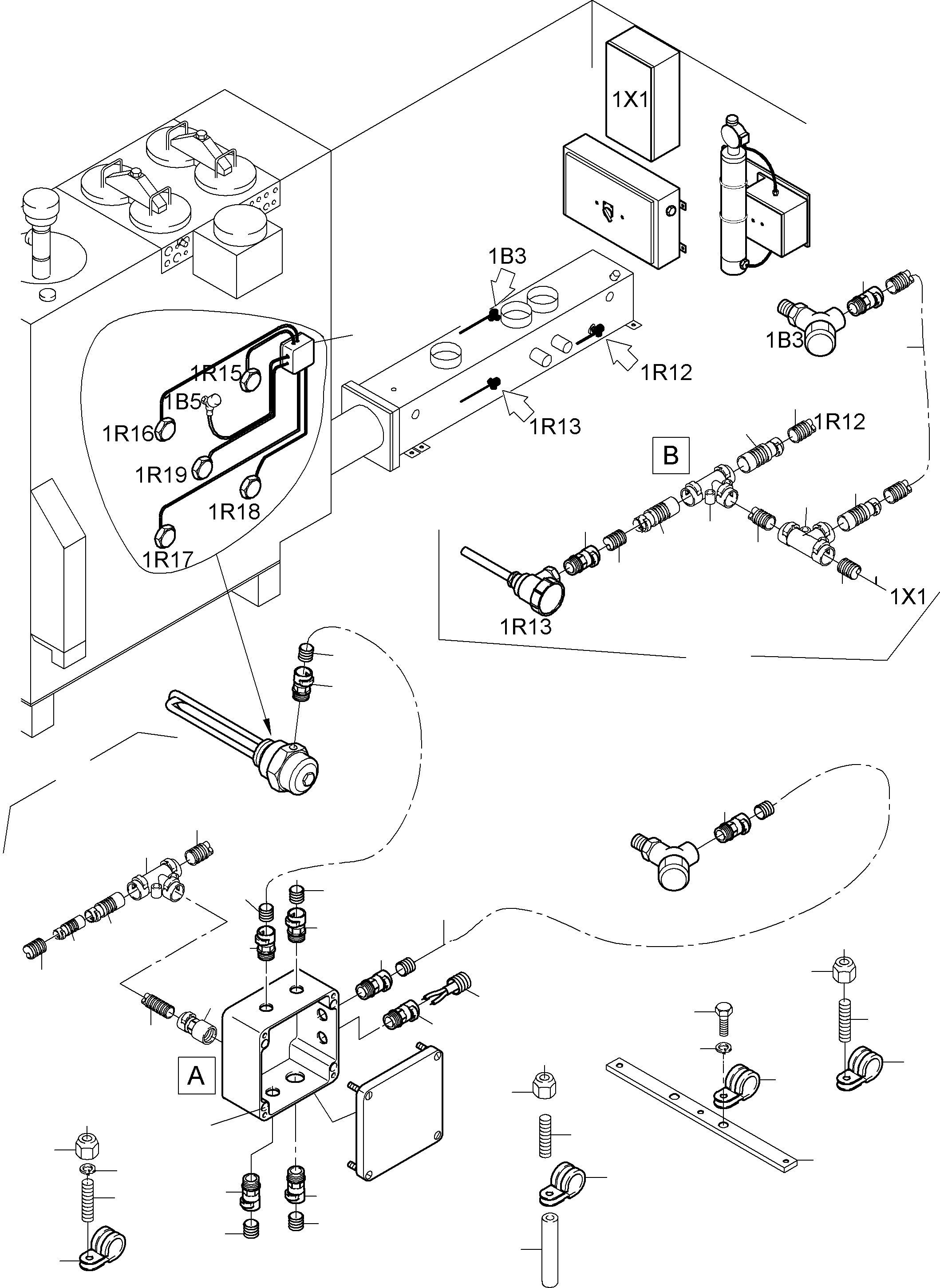 Komatsu parts book diagram for PC3000-6 S/N 06271: CABLES - TEMPERATURE CONDITIONING