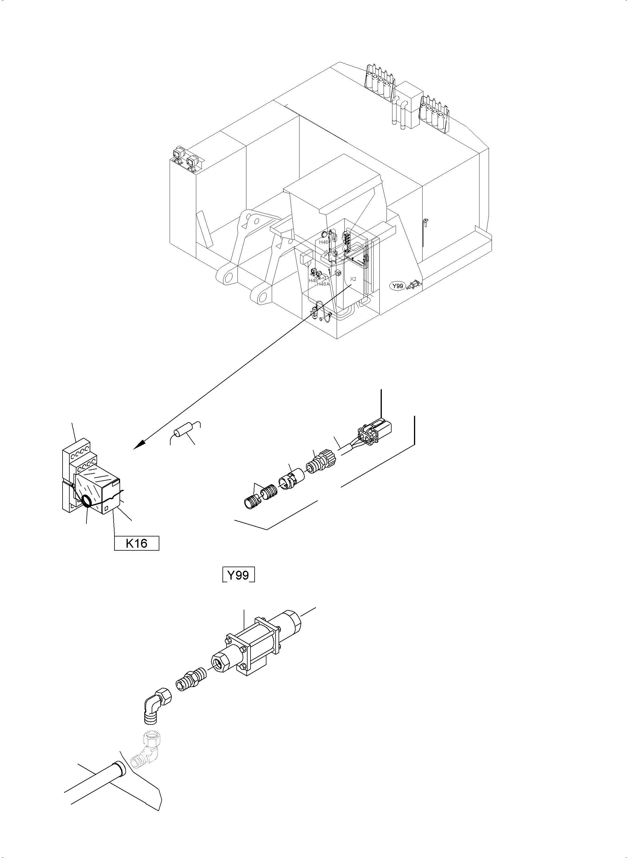 Komatsu parts book diagram for PC3000-6 S/N 06278: ELECTRICAL PARTS - FIRE EXTINGUISHING EQUIPMENT
