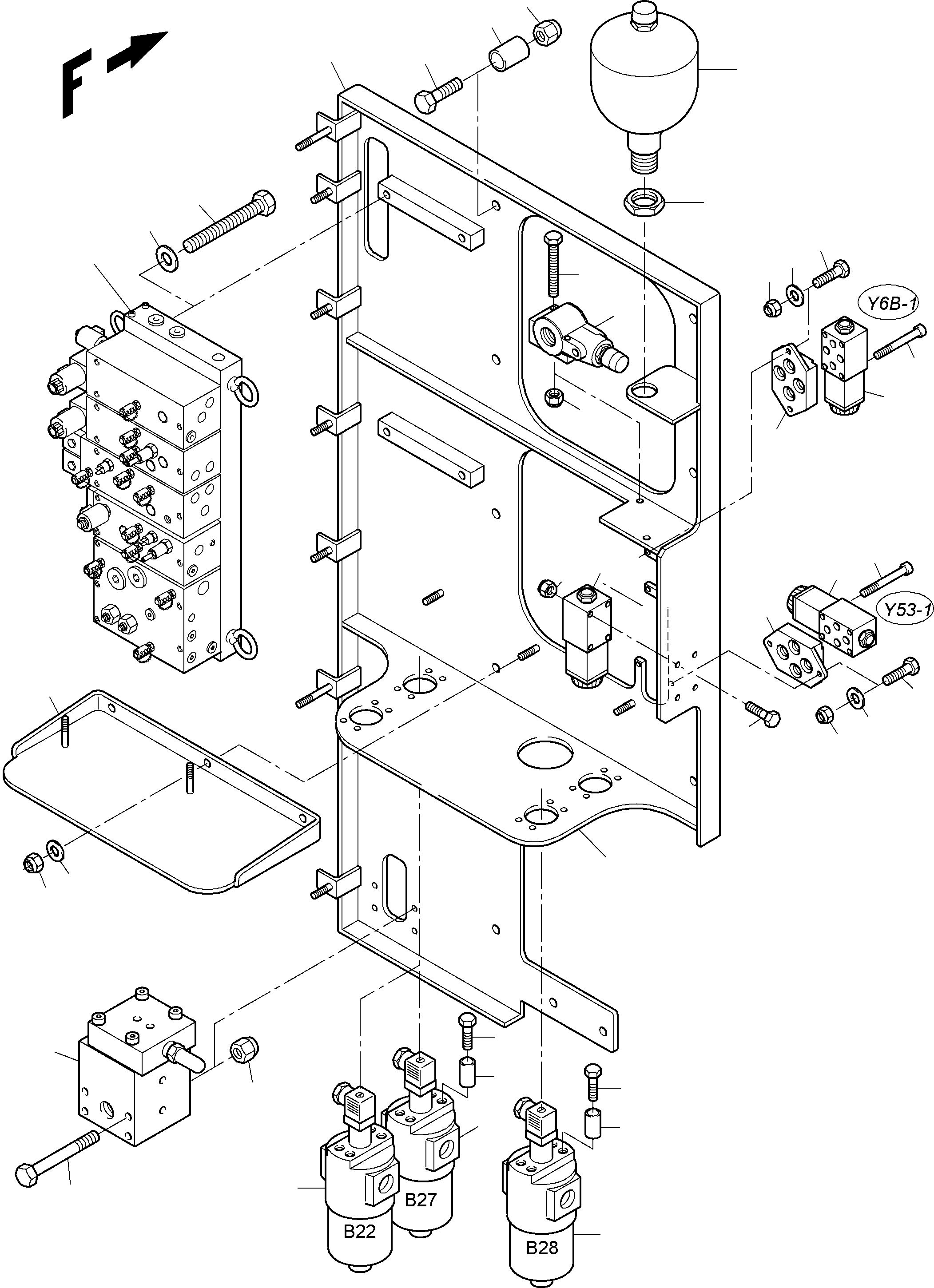 Komatsu parts book diagram for PC3000-6 S/N 06278: CONTROL- AND FILTER PLATE