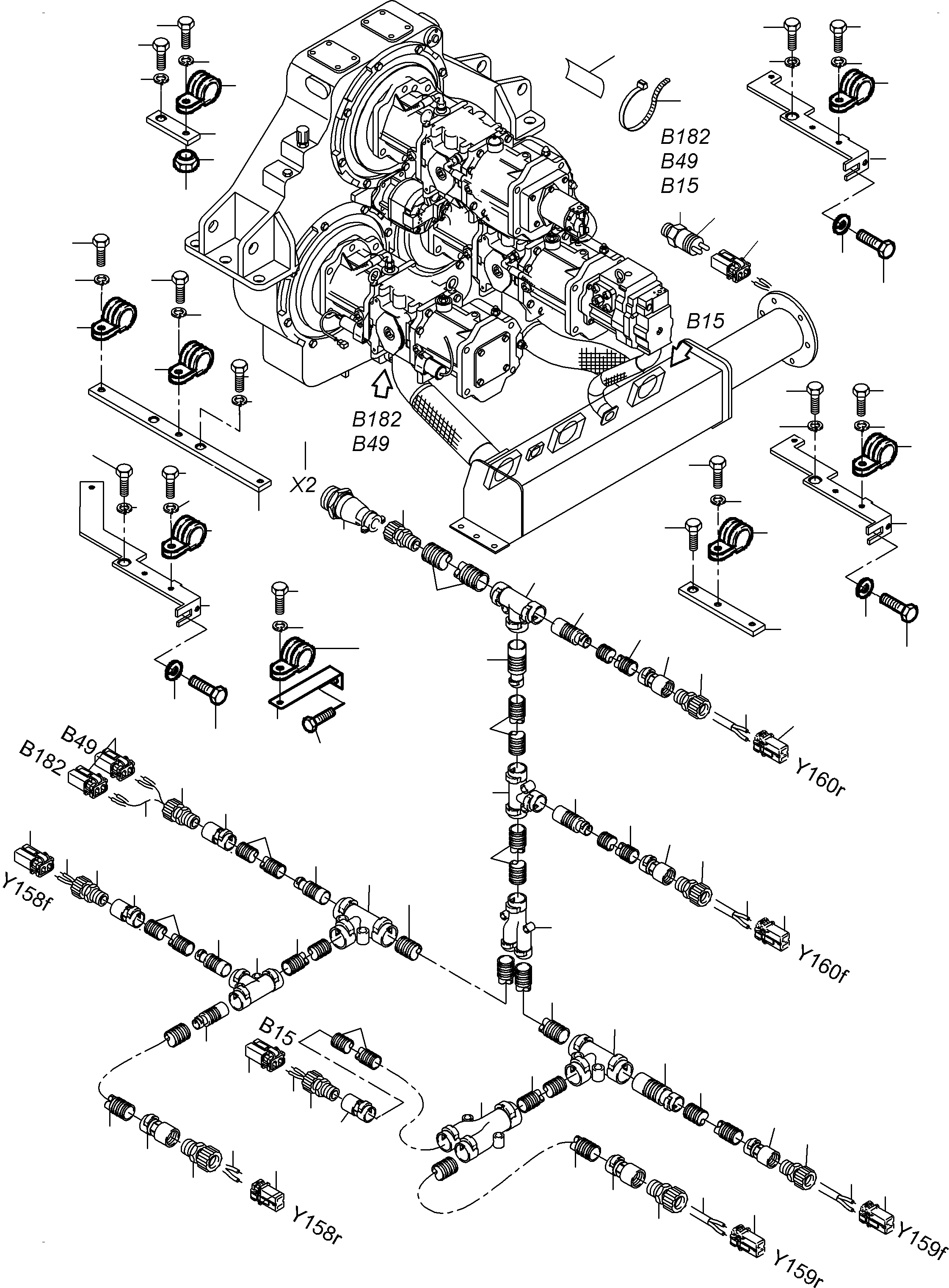 Komatsu parts book diagram for PC3000-6 S/N 06278: CABLES - PUMP DISTRIBUTOR GEAR
