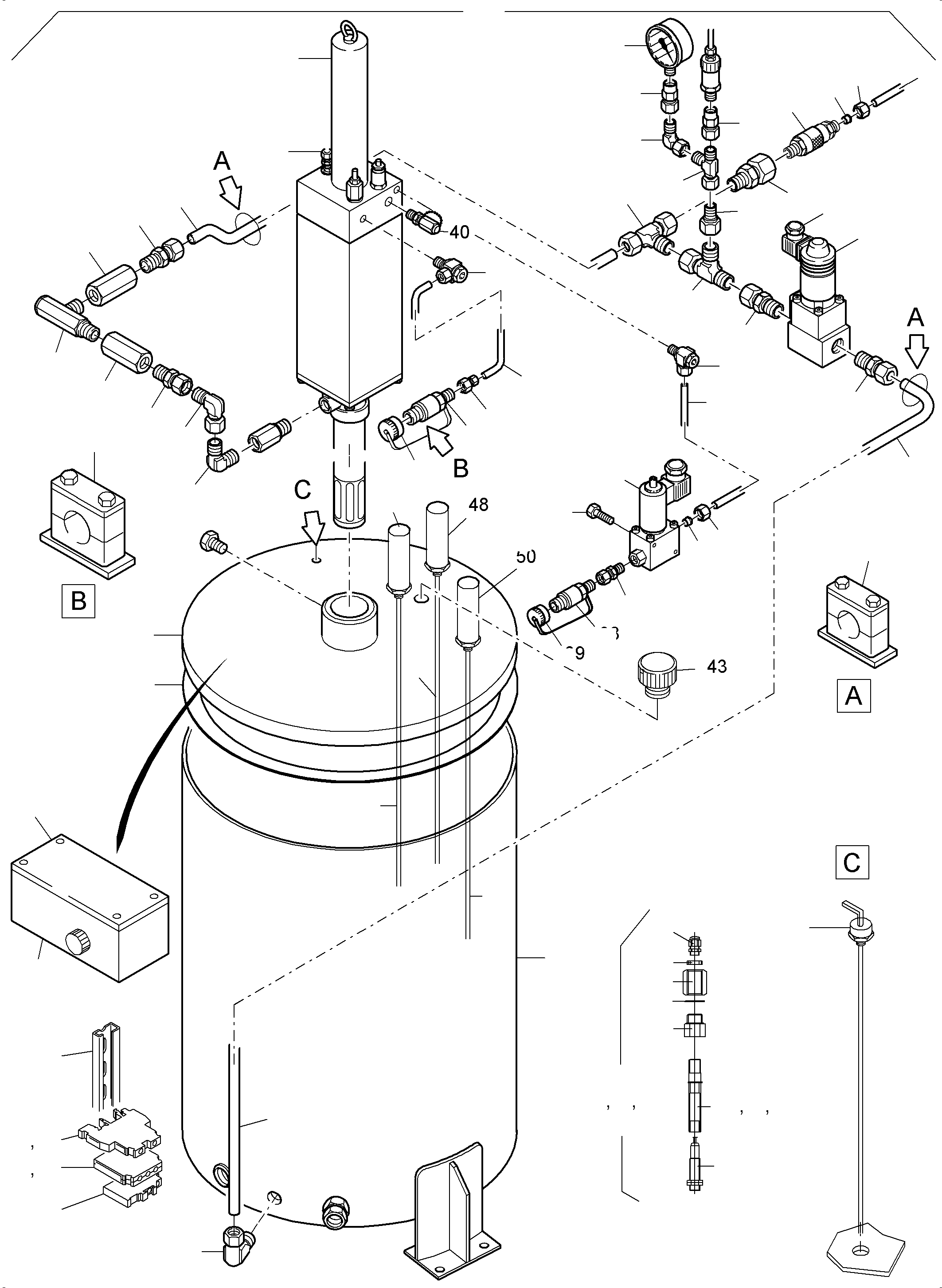 Komatsu parts book diagram for PC3000-6 S/N 06278: LUBE PUMP STATION, FILLING CONNECTION