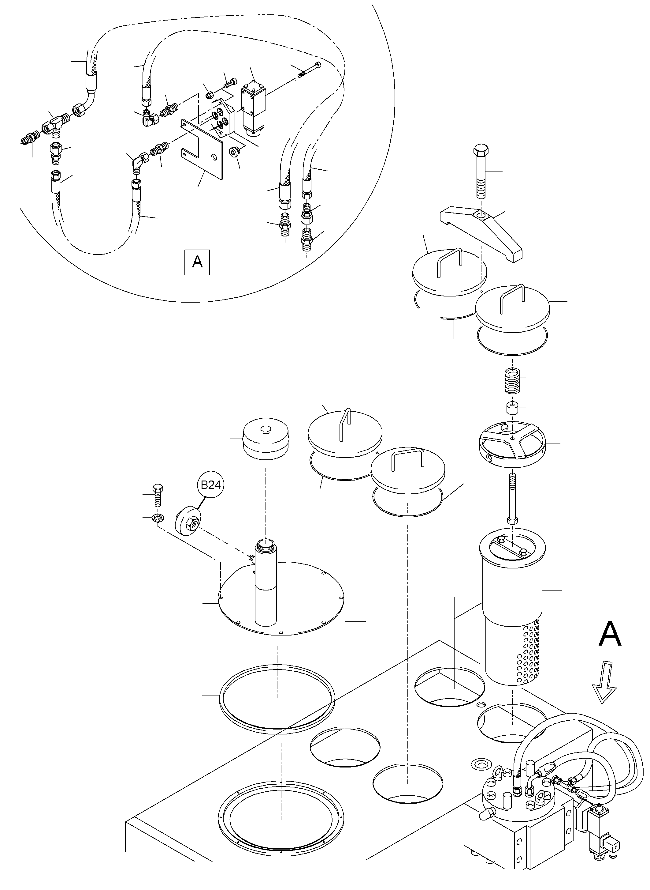 Komatsu parts book diagram for PC3000-6 S/N 06278: MAIN OIL TANK