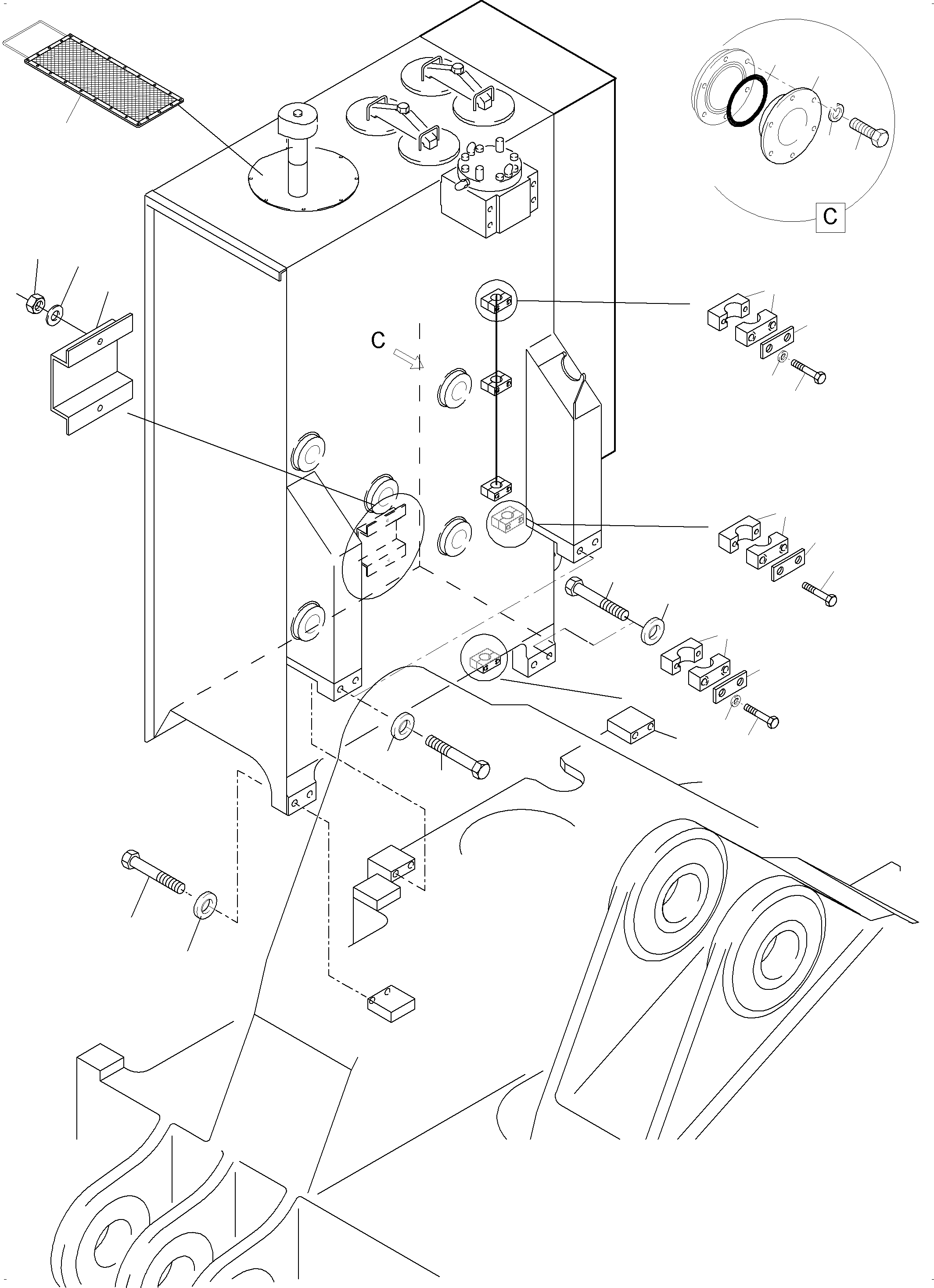 Komatsu parts book diagram for PC3000-6 S/N 06278: MAIN OIL TANK