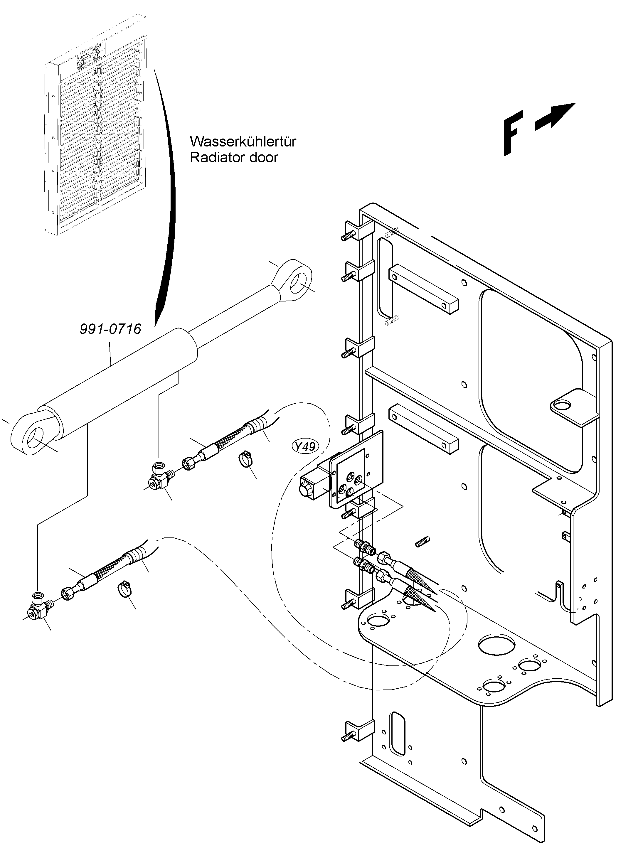 Komatsu parts book diagram for PC3000-6 S/N 06278: LINES TO COOLER BLINDS