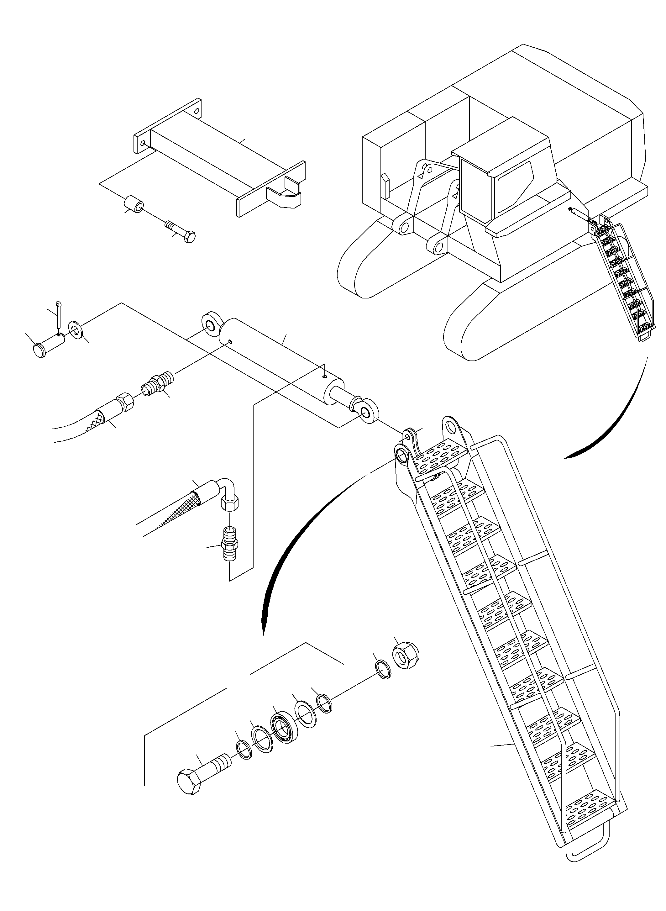Komatsu parts book diagram for PC3000-6 S/N 06279: LADDER, HYDRAULIC