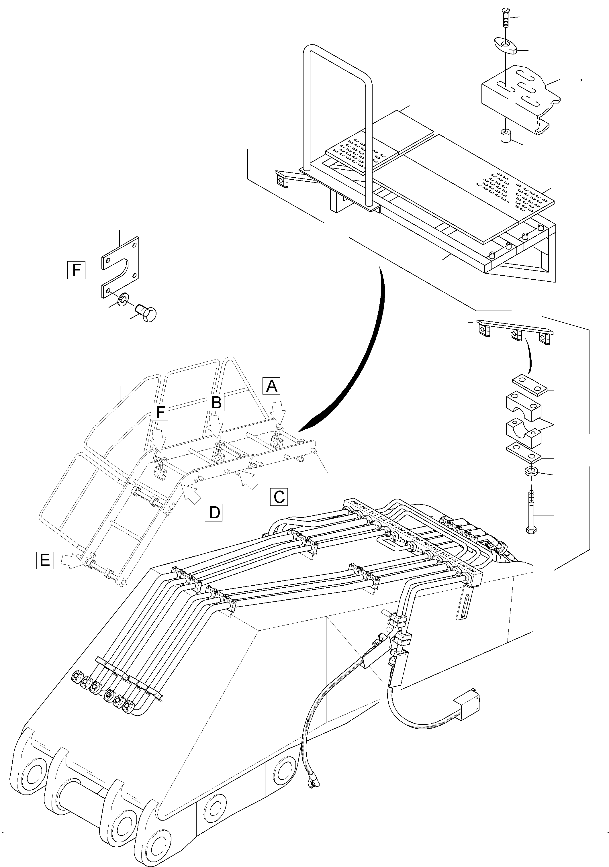 Komatsu parts book diagram for PC3000-6 S/N 06279: LADDER - BULLCLAM BUCKET BOOM 6M
