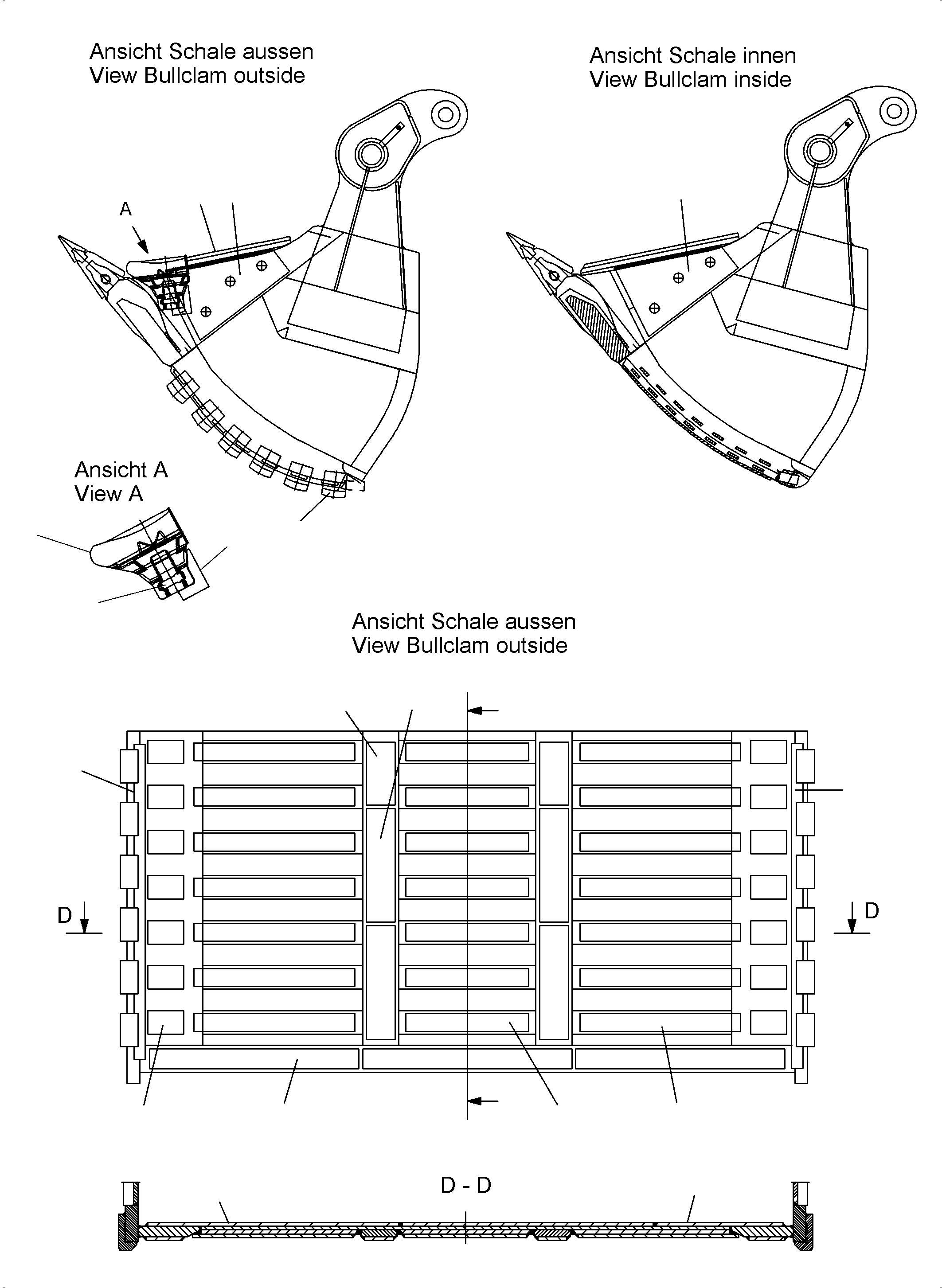Komatsu parts book diagram for PC3000-6 S/N 06279: WEAR AND TEAR PARTS - BACK PANEL AND BULLCLAM 15/16 M3 WP3