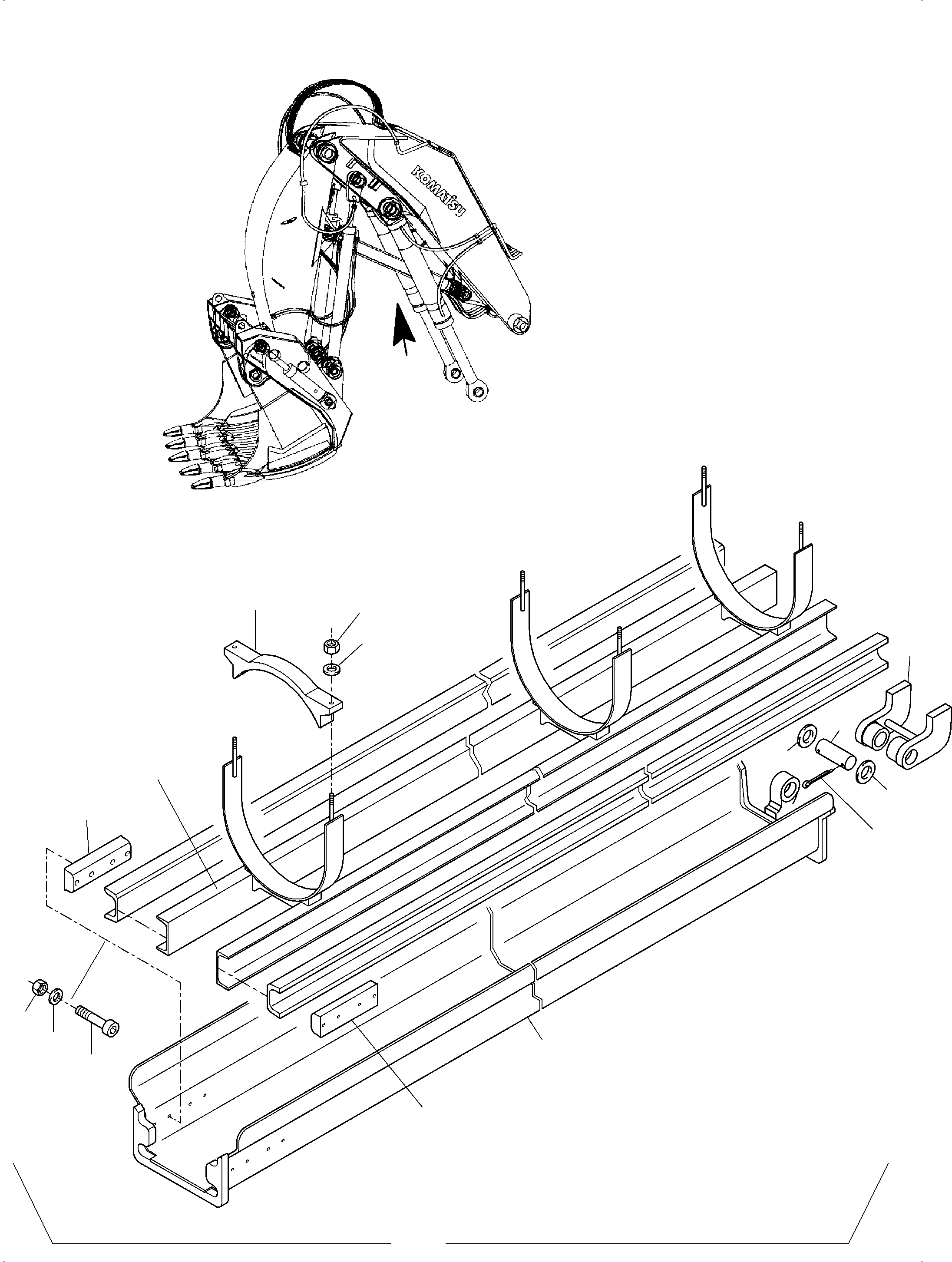 Komatsu parts book diagram for PC3000-6 S/N 06279: ROD PROTECTION  STICK CYLINDER