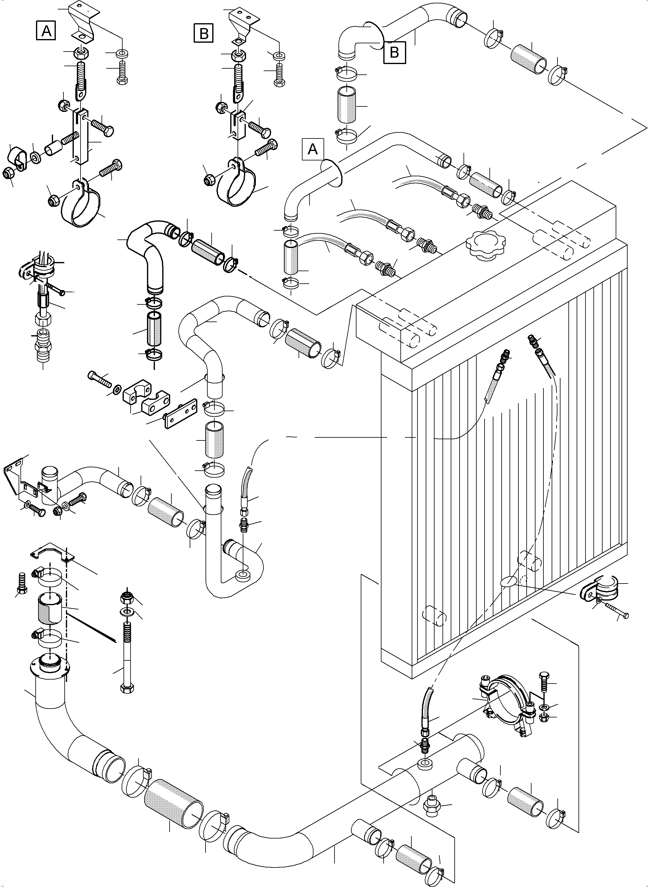 Komatsu parts book diagram for PC3000-6 S/N 06279: COOLANT LINES