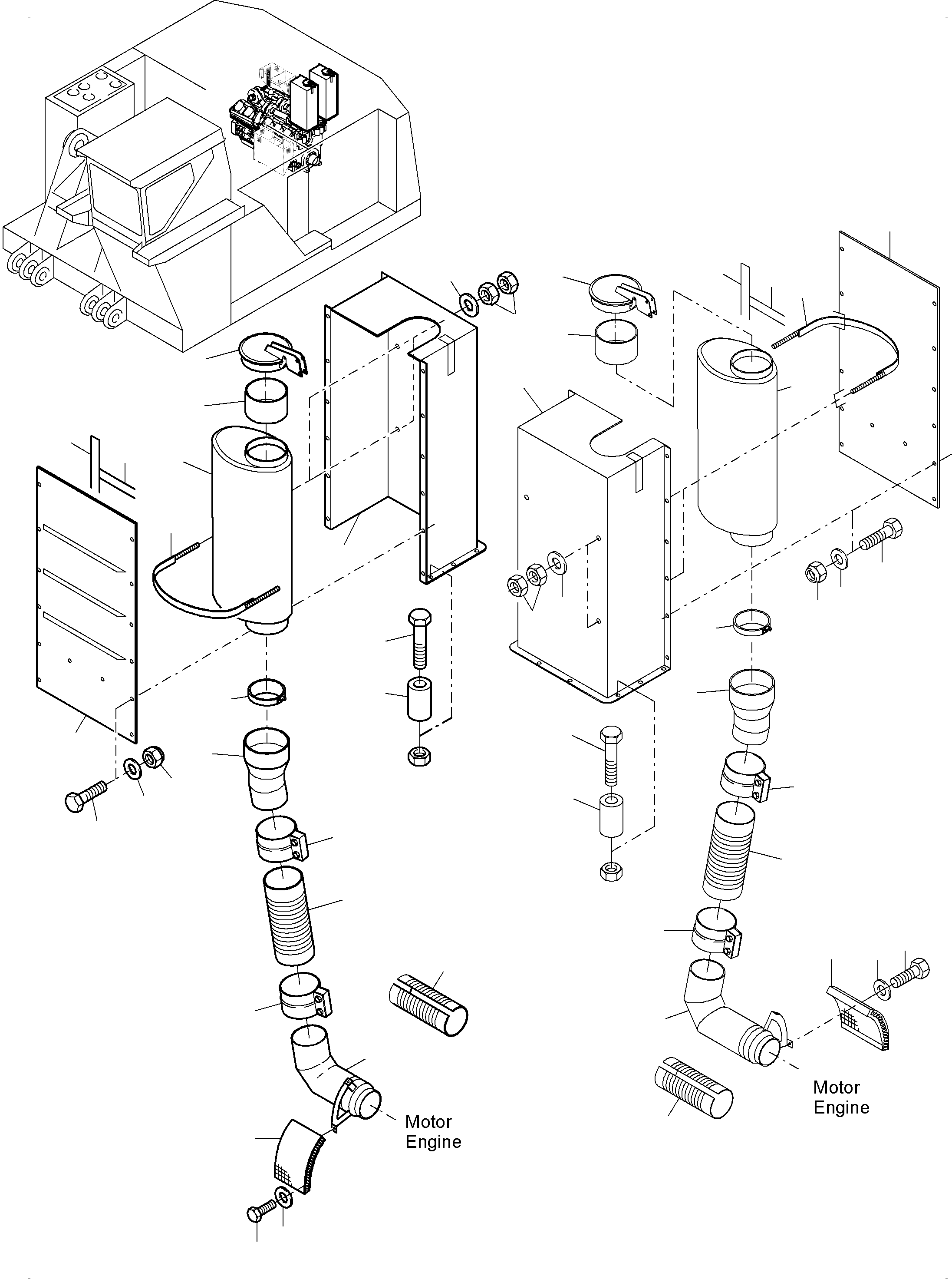 Komatsu parts book diagram for PC3000-6 S/N 06279: EXHAUST SYSTEM