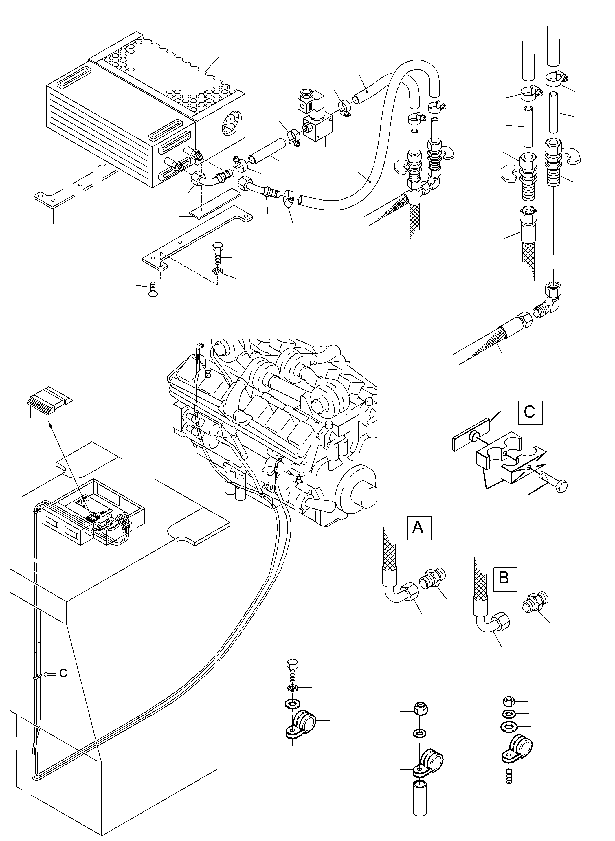 Komatsu parts book diagram for PC3000-6 S/N 06279: HOT-WATER HEATING