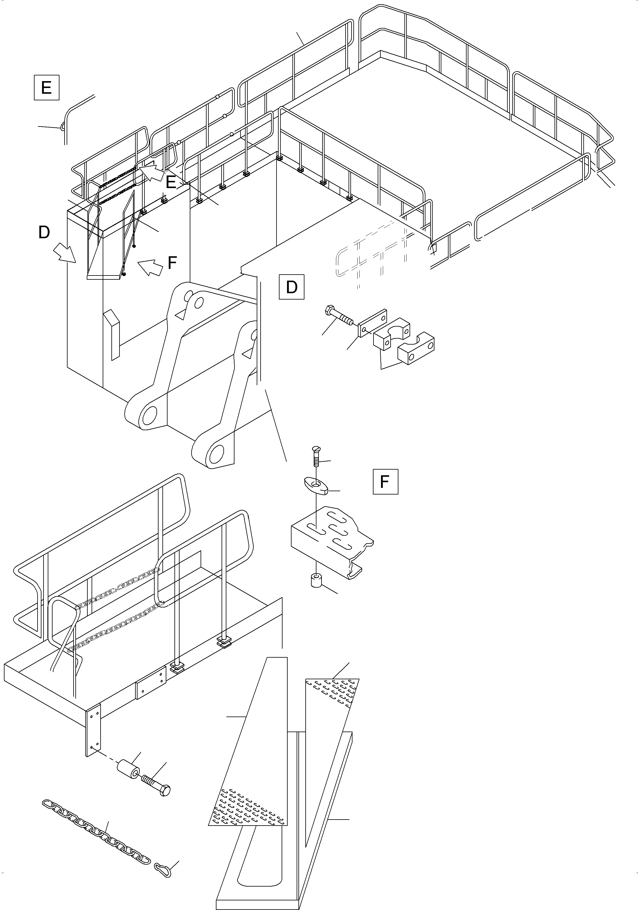 Komatsu parts book diagram for PC3000-6 S/N 06279: LADDERS AND RAILS