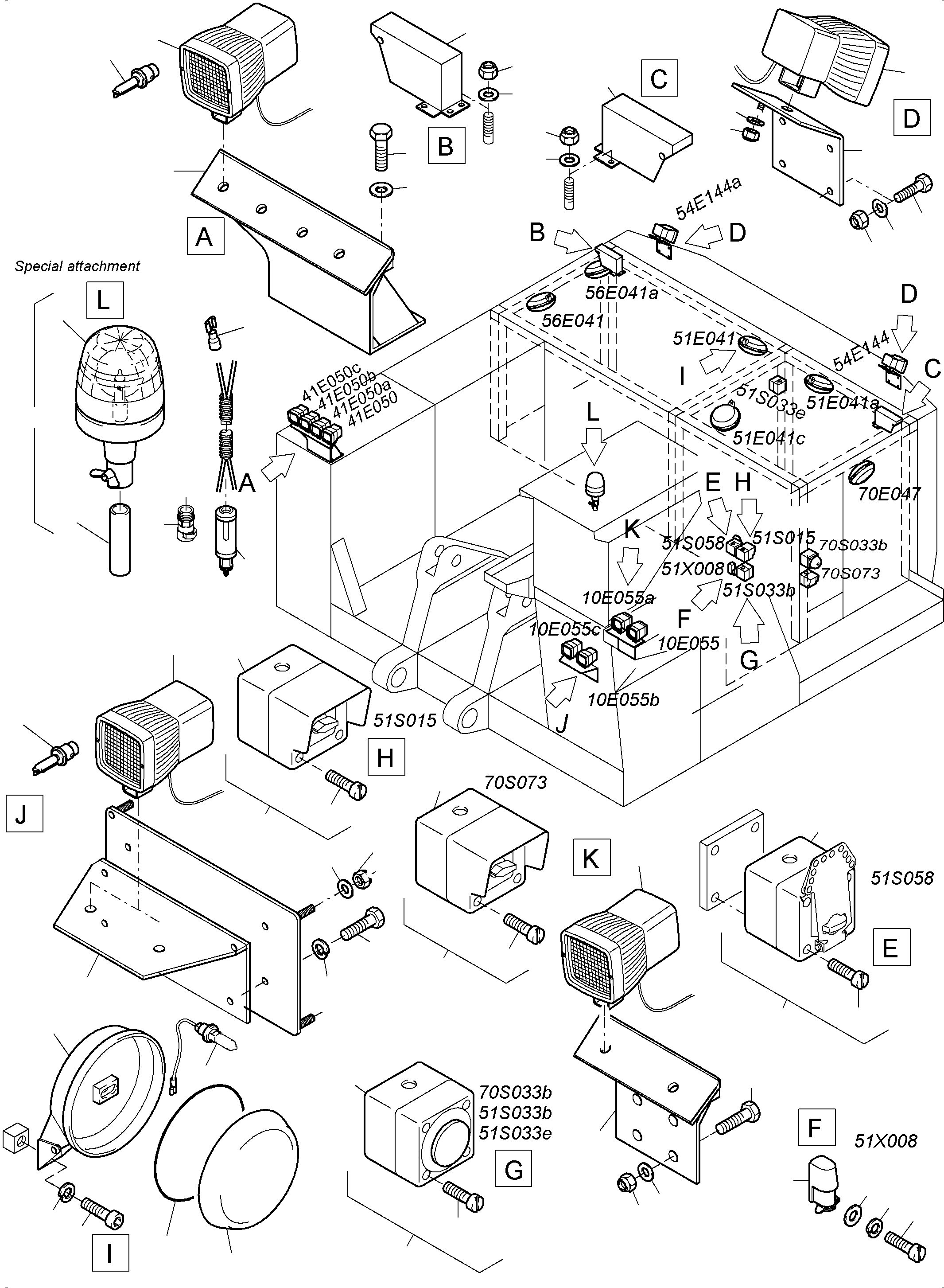 Komatsu parts book diagram for PC3000-6 S/N 06279: LIGHTING EQUIPMENT