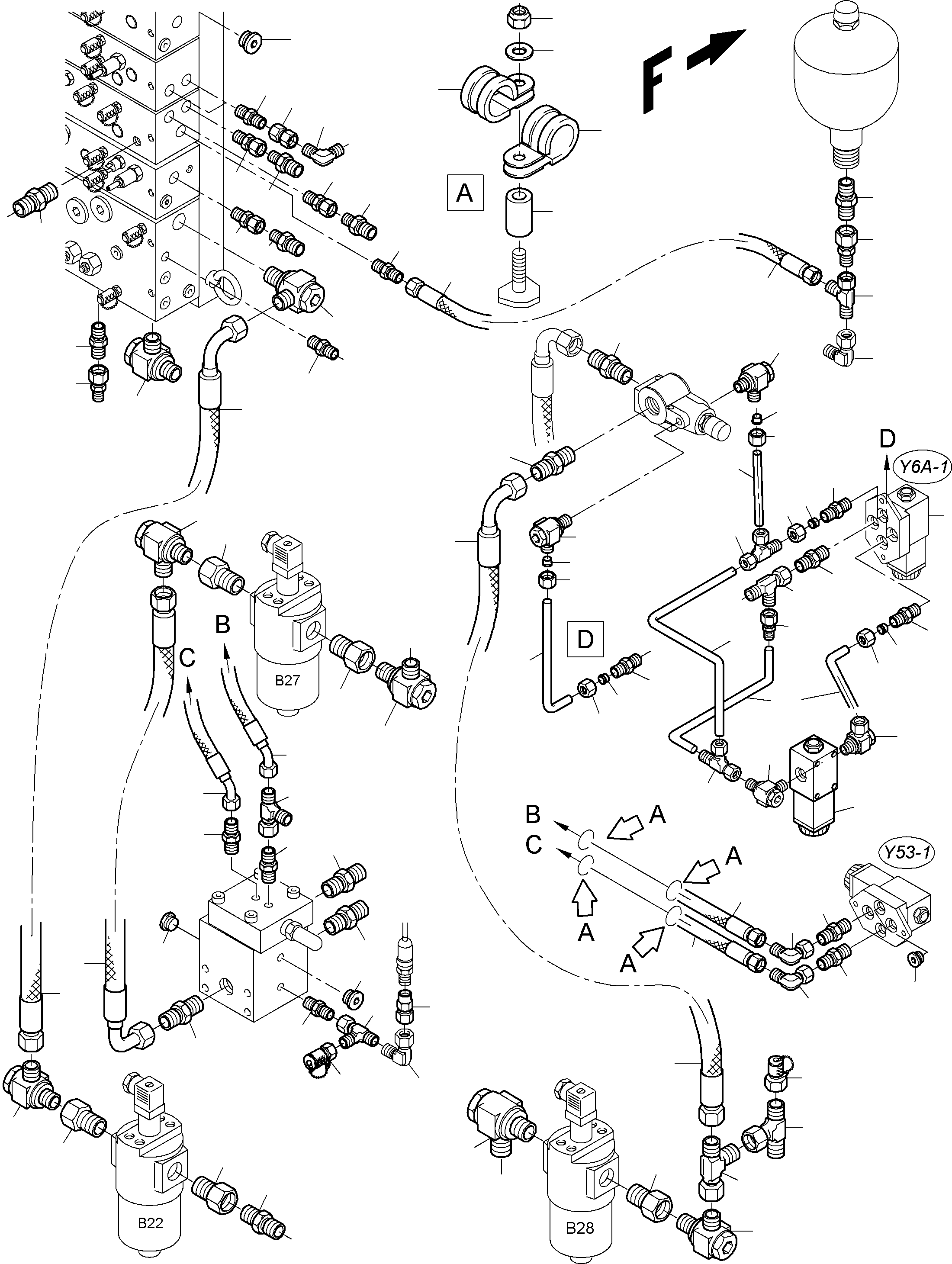Komatsu parts book diagram for PC3000-6 S/N 06280: CONTROL- AND FILTER PLATE