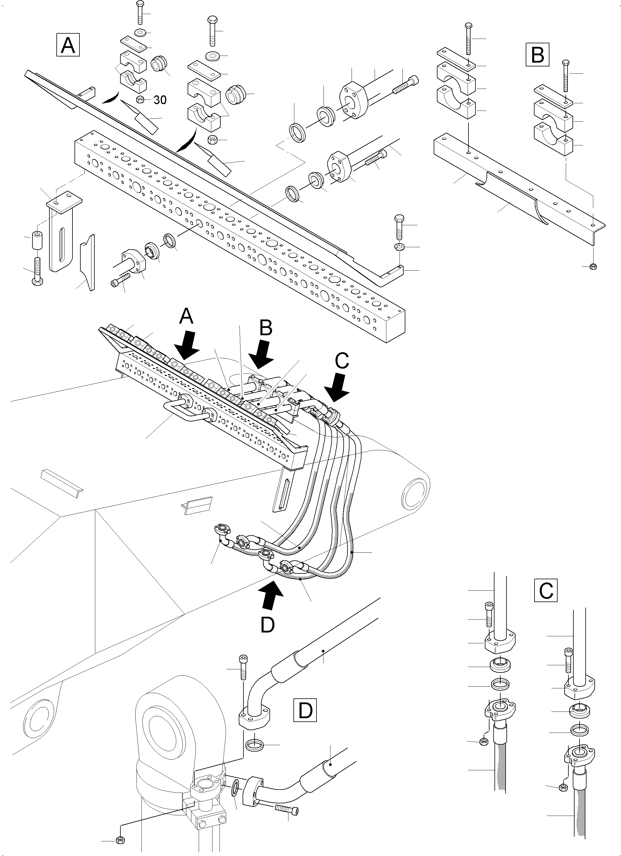 Komatsu parts book diagram for PC3000-6 S/N 06280: BULLCLAM BUCKET BOOM 6M