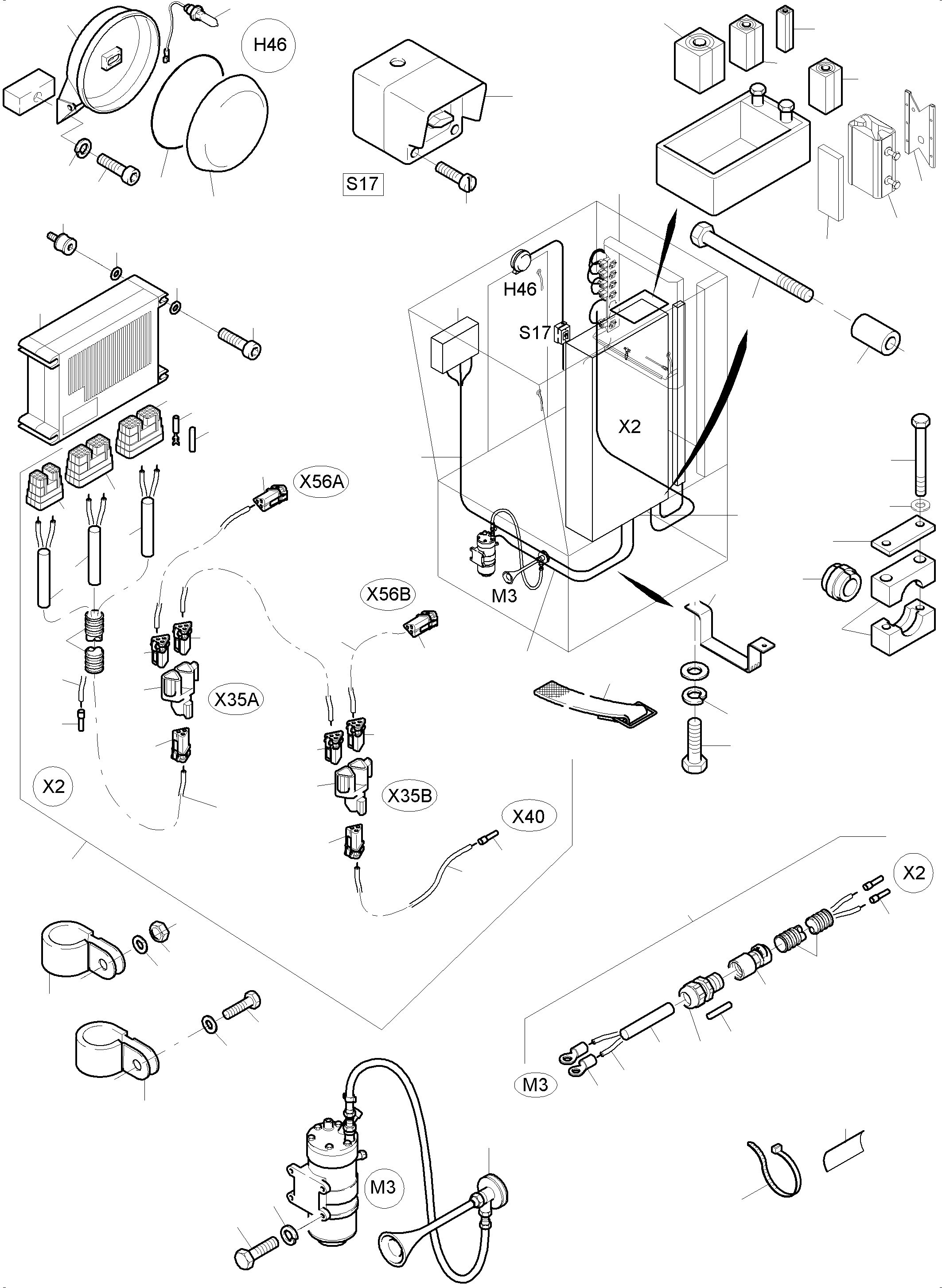 Komatsu parts book diagram for PC3000-6 S/N 06280: ELECTRIC - CAB SUPPORT