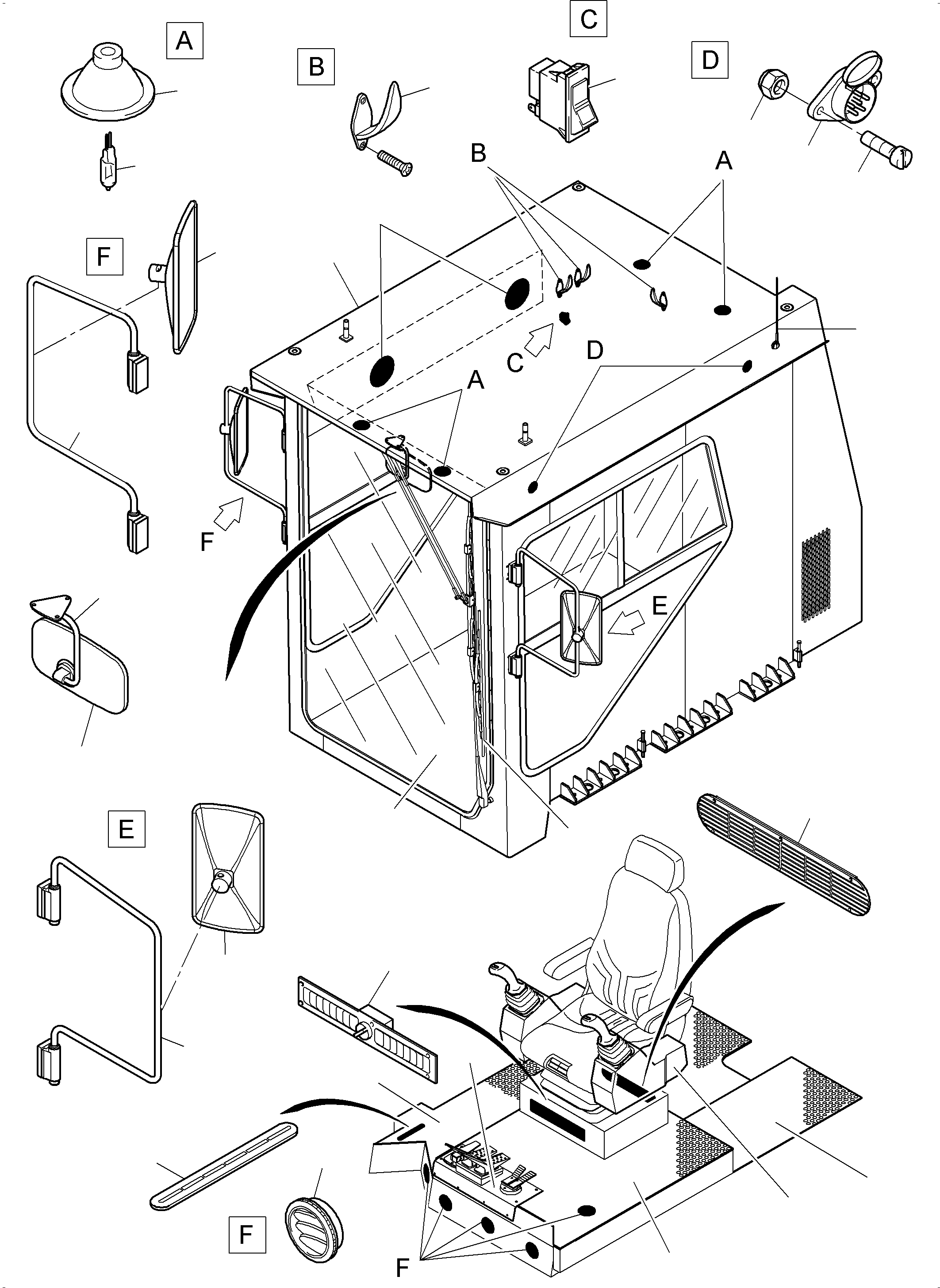 Komatsu parts book diagram for PC3000-6 S/N 06280: OPERATOR'S CAB